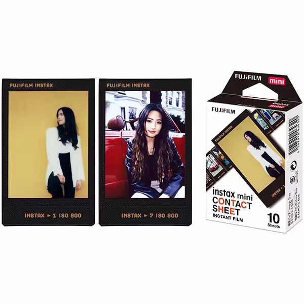 Fujifilm Instax Mini Film Contact 10 Fotos Film Sofort-Bild – Sofortbildkamera/Polaroid Kamera – schwarz / gelb