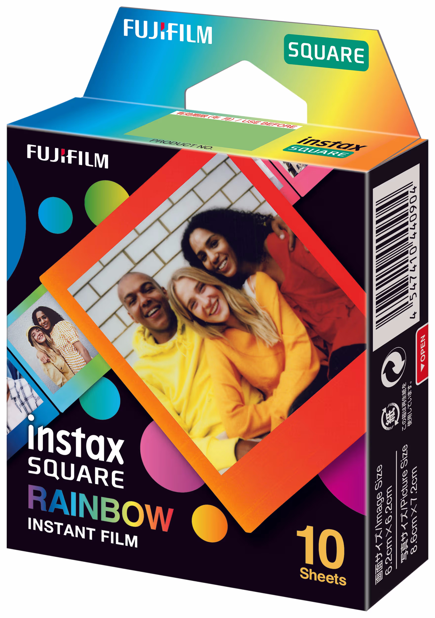 Fujifilm Instax Square Rainbow 10 Blatt Film Sofort-Bild – Sofortbildkamera/Polaroid Kamera – bunt