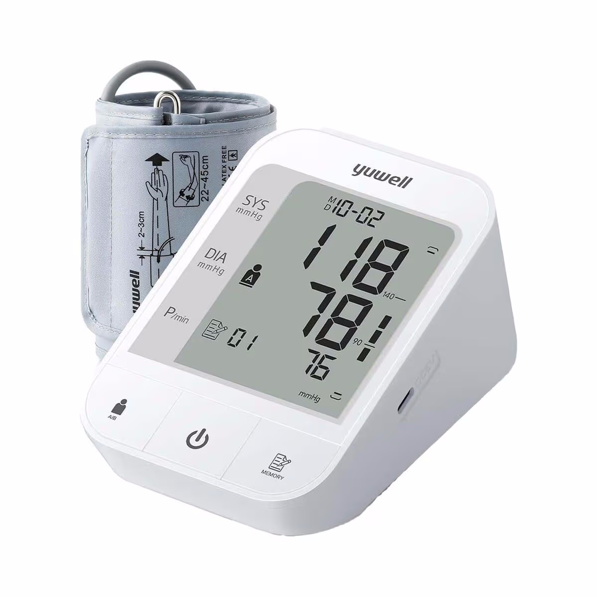 Yuwell YE670A Blutdruckmessgerät – Blutdruckmessgerät/Herzfrequenzmessgerät – weiss