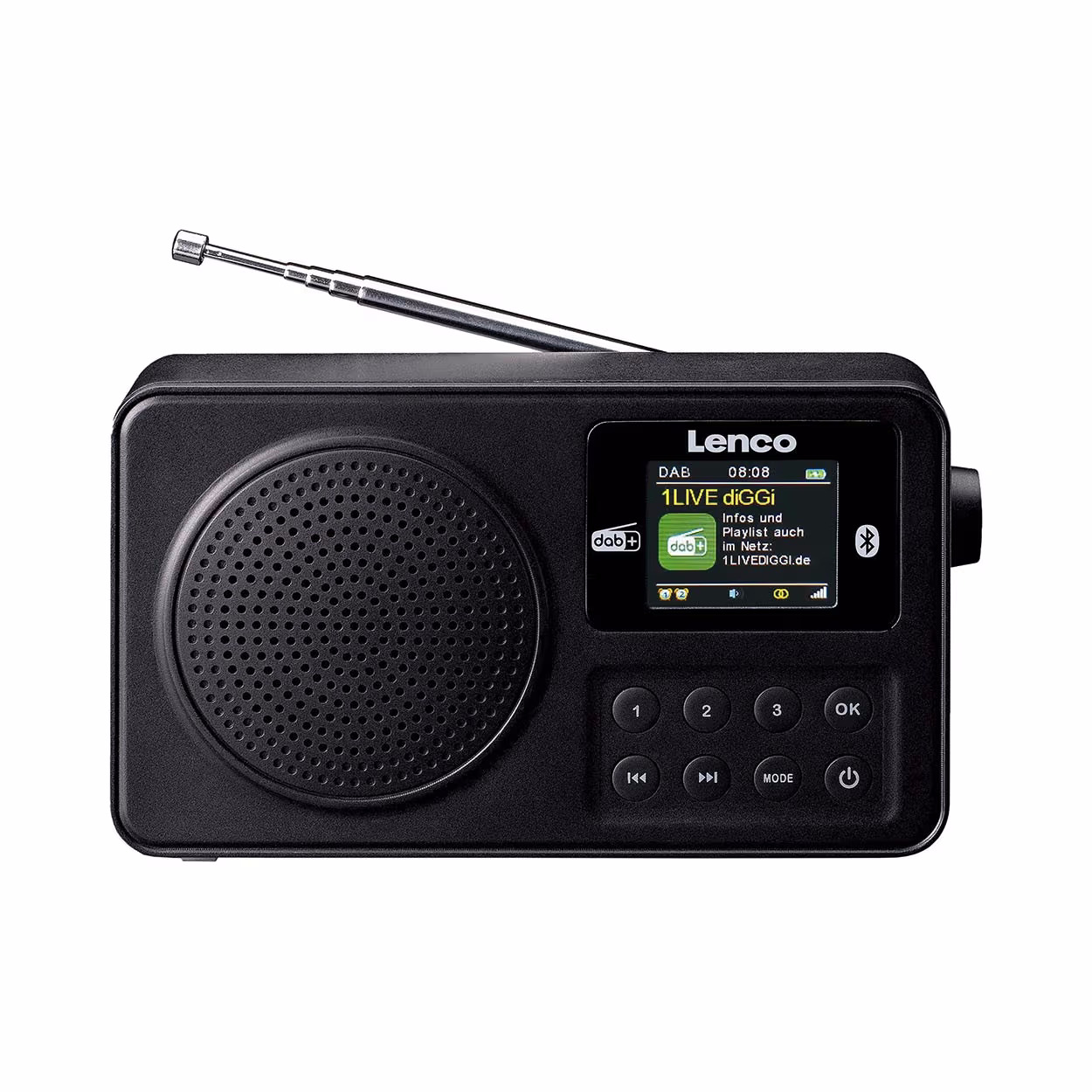 Lenco kompaktes DAB+ Radio PDR-033, FM/BT/AUX-In, Akku – DAB Radio/Internet Radio – schwarz