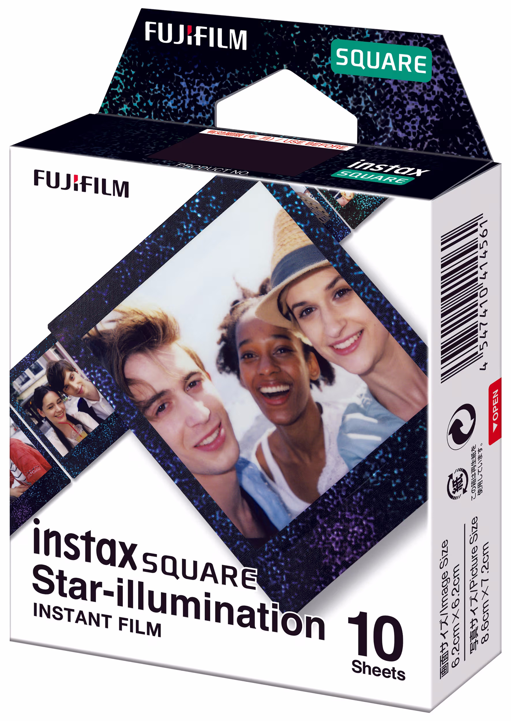Fujifilm Instax Square Star Illumination 10 sheet Film Sofort-Bild – Sofortbildkamera/Polaroid Kamera – schwarz / silber