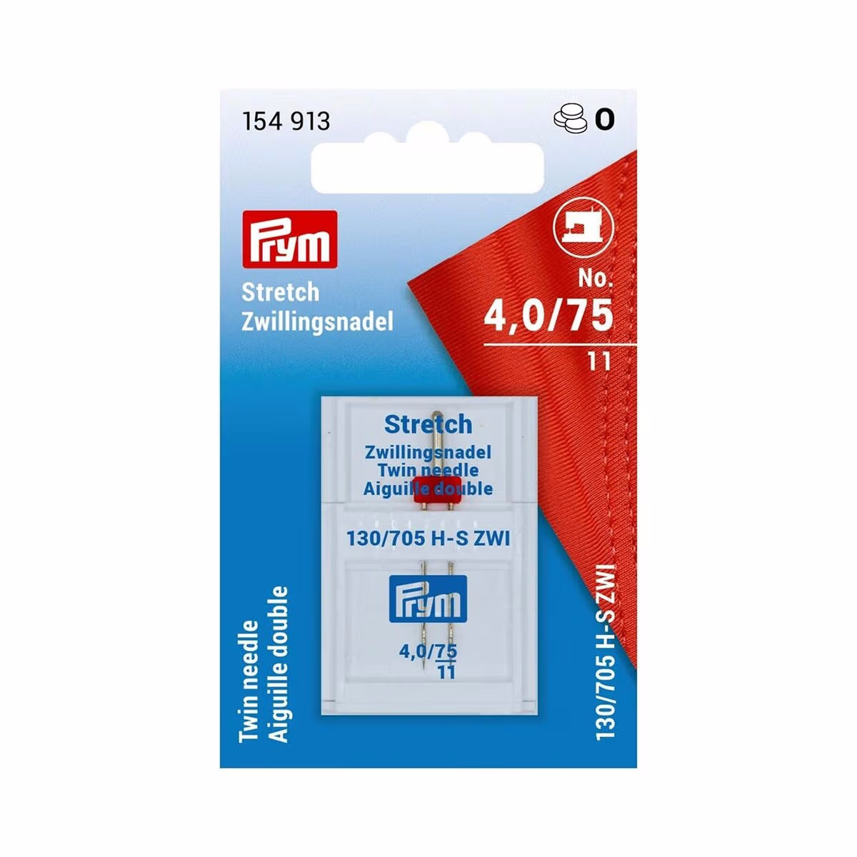 Prym Zwilling Strech 4.0 mm 154913 Nähmaschinennadel – Bügeln Zubehör/Nähen Zubehör