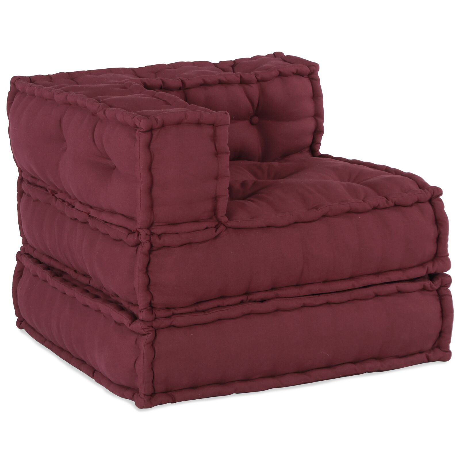 vidaXL Pouffe Set von 2 Burgunderrot Stoff (100 % Baumwolle) Groß