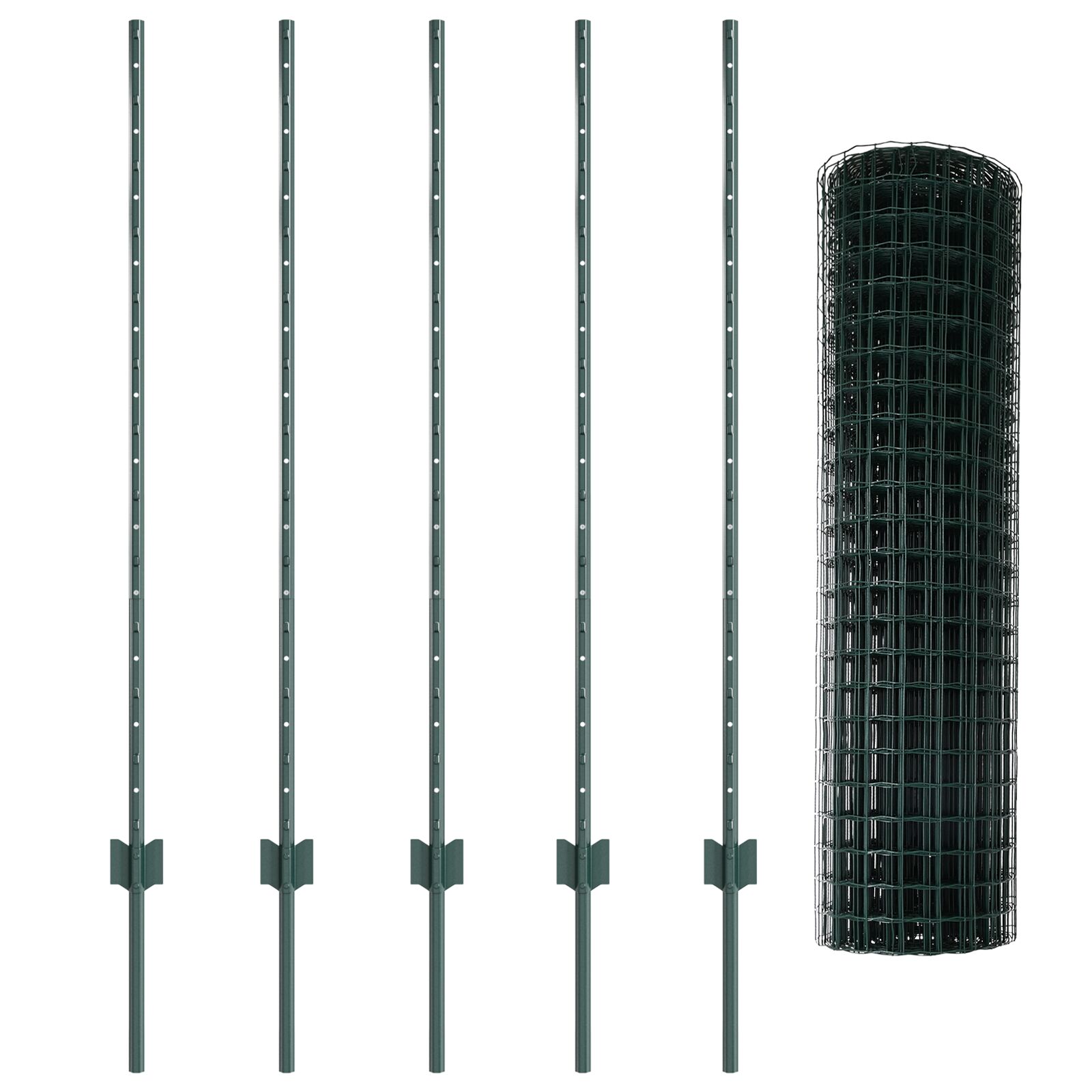 Garden Fence Set Set of 2 Green Powder-Coated Steel Medium