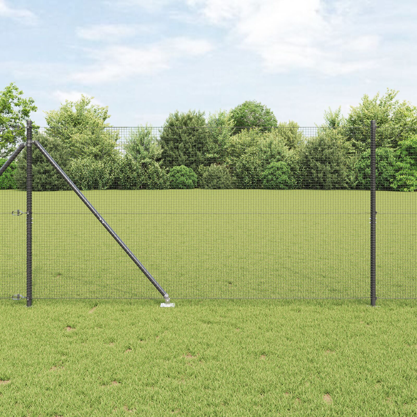vidaXL zavarena žičana ograda s 13 klinova Siva 1.4x50 m Čelik