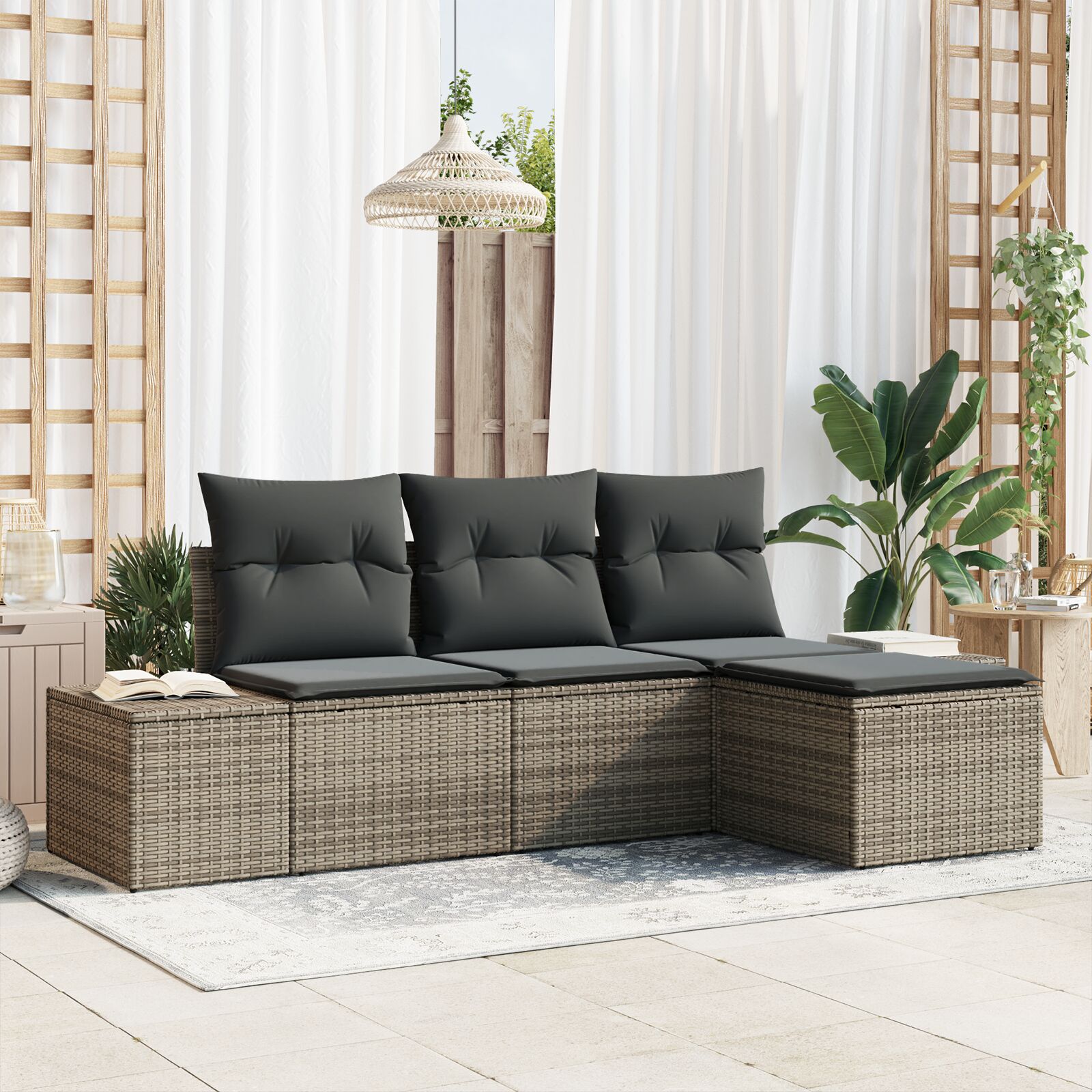 4-osaline aedsofa komplekt padjaga Hall polürotang