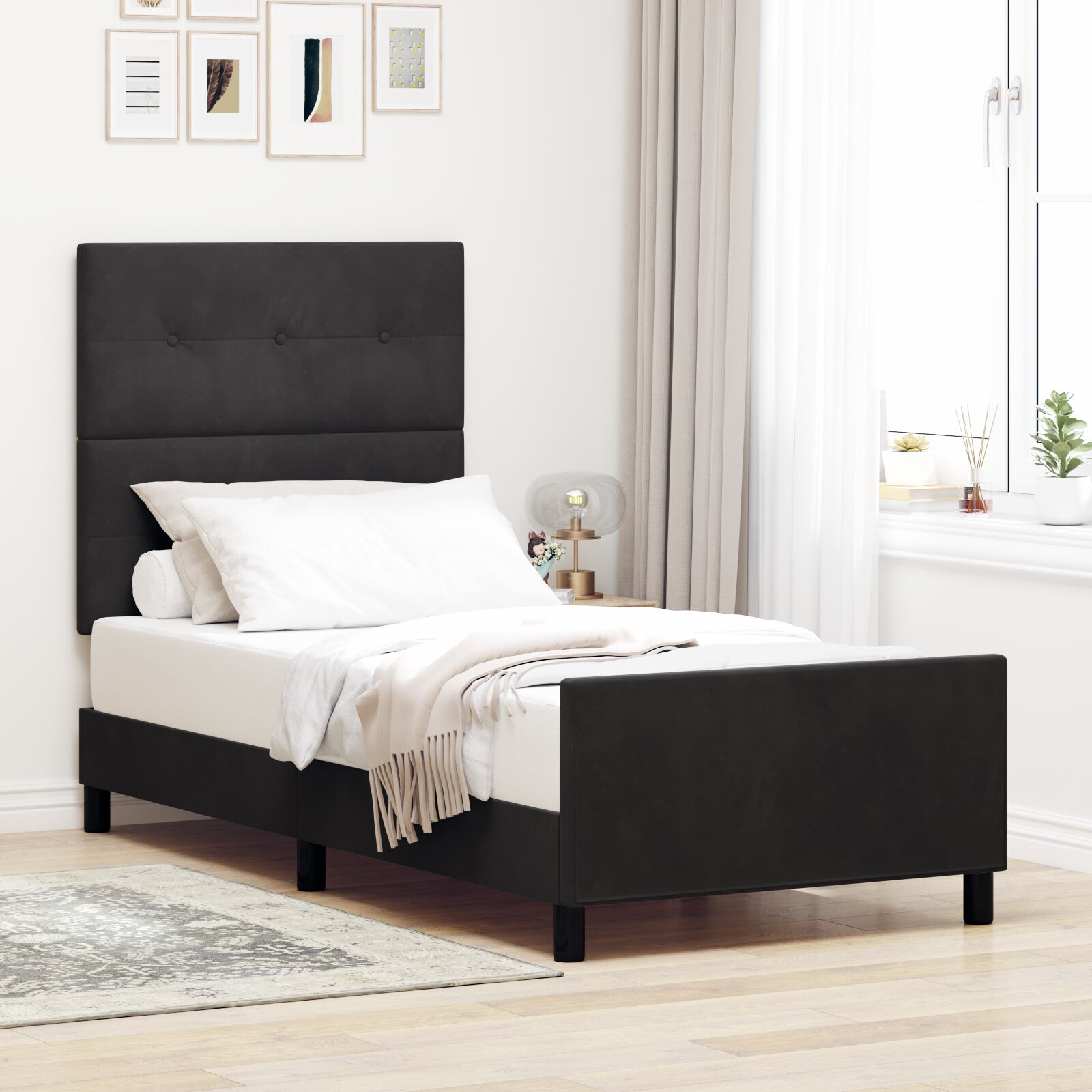 Krevet s okvirom Crni 100x200 cm Baršun