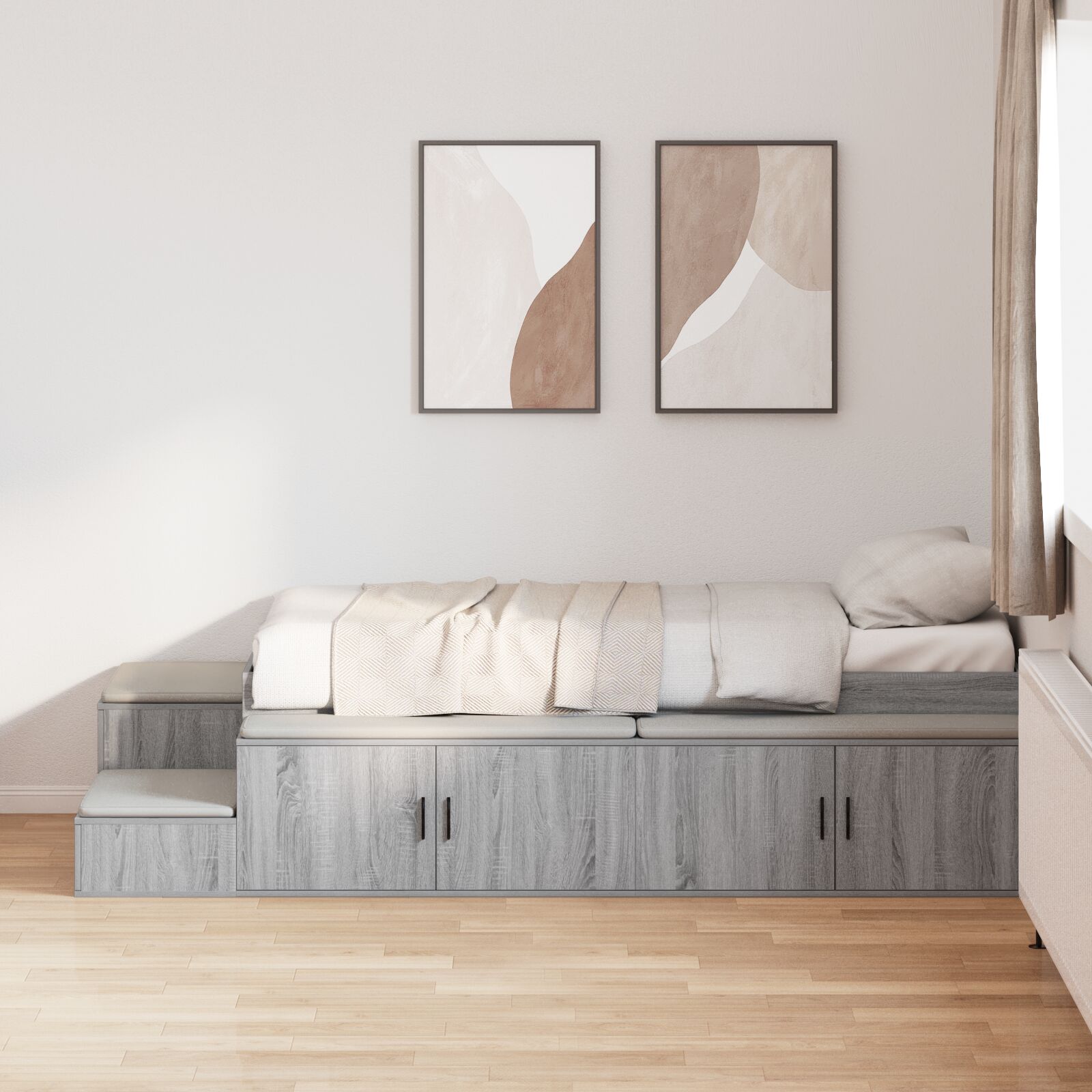 Krevet s odlaganjem Sivi Sonoma Konstruirano drvo Jedan 90 x 190 cm