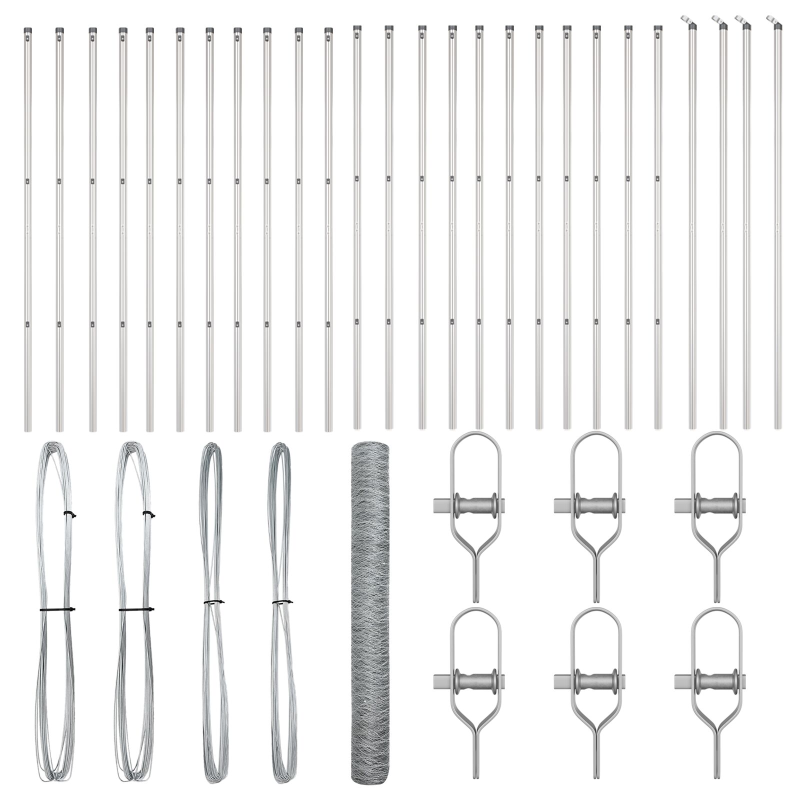 vidaXL Heksagonalna ograda 1,4x50 m Galvanizirani čelik, vidaXL Ograde postovi 13 kom Ø32 mm 190 cm Galvanizirani čelik