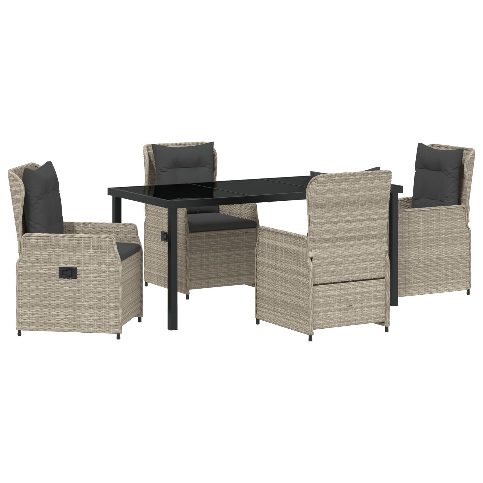 5-dijelni vrtni set za jelo svijetlosivi poly ratan, vidaXL vrtni stol crni 160x80x73 cm od kaljenog stakla