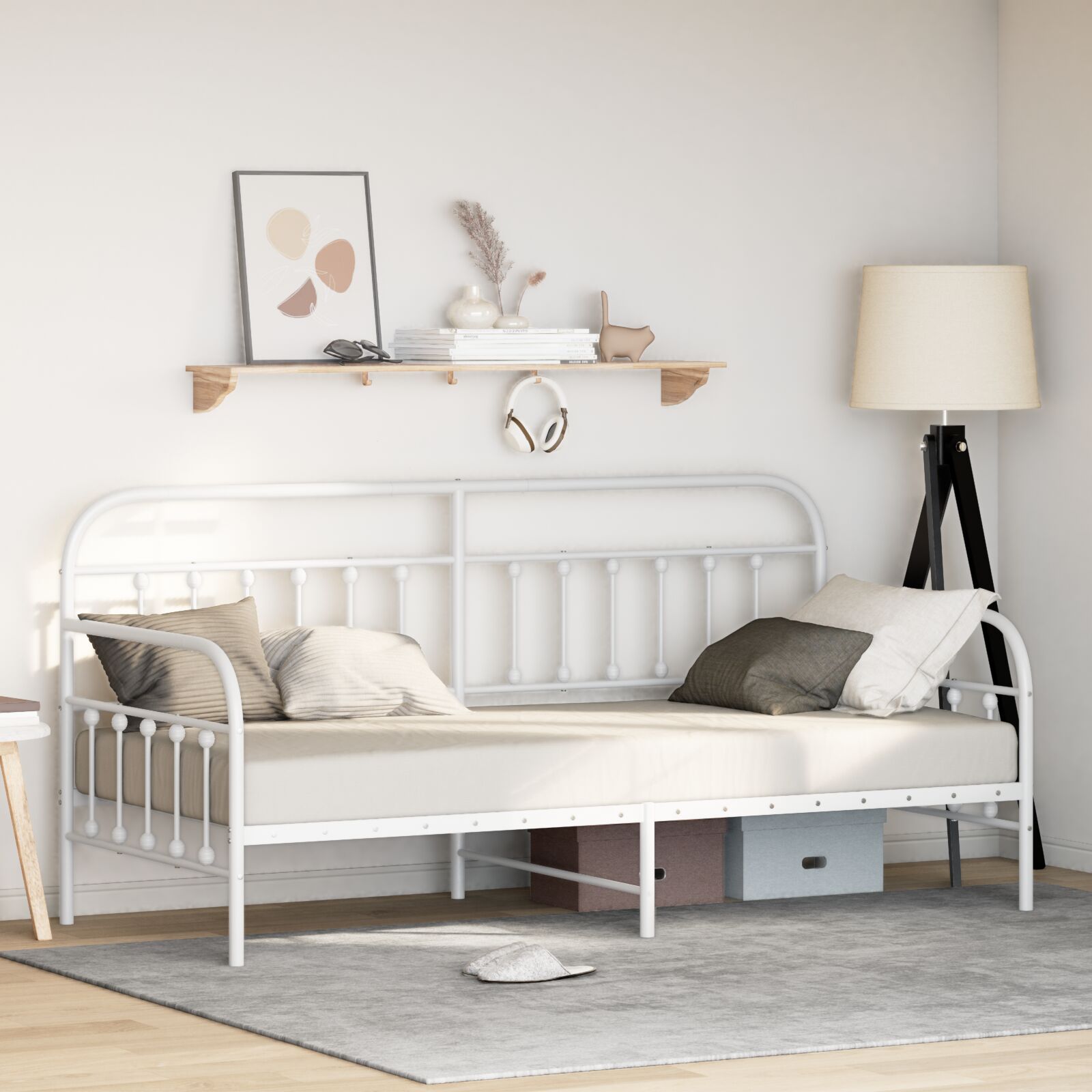 vidaXL Tagesbettgestell in Weiß, 107x203 cm aus Stahl