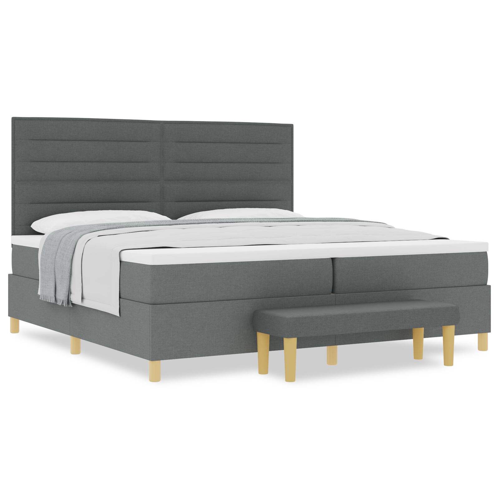 Boxspring Ágy Matrac & Padló Szürke 200x200 cm Szövet 