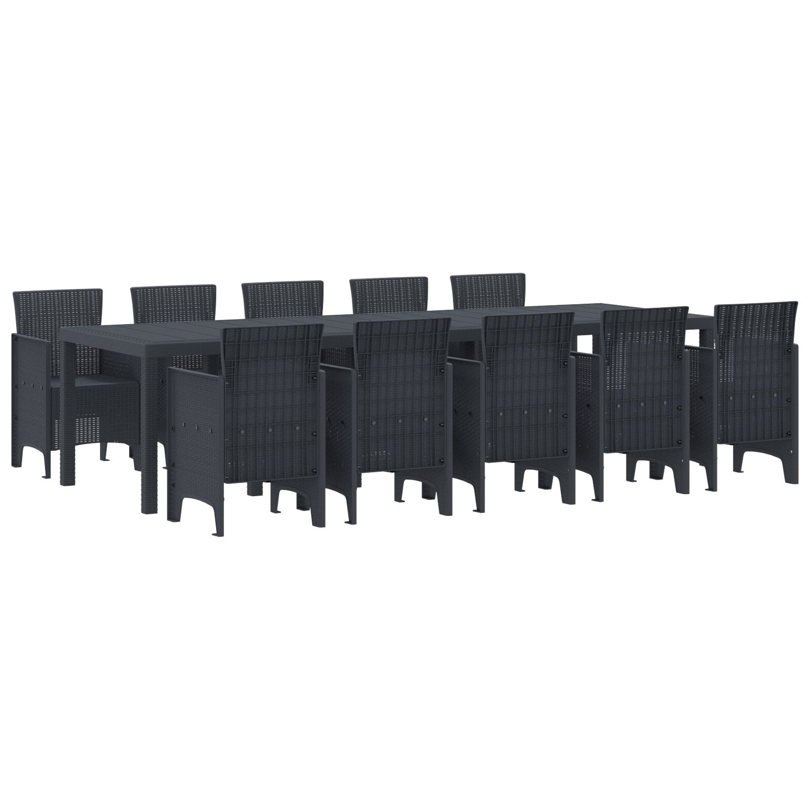 Vrtni Trpezarijski Set Od 11 Dijelova Antracit Poli Ratan, vidaXL Vrtni Stol Antracit 150x100x73 cm Poli Ratan, vidaXL Vrtne Stolice 2 kom Antracit Poli Ratan, vidaXL Vrtne Stolice 4 kom Antracit Poli Ratan