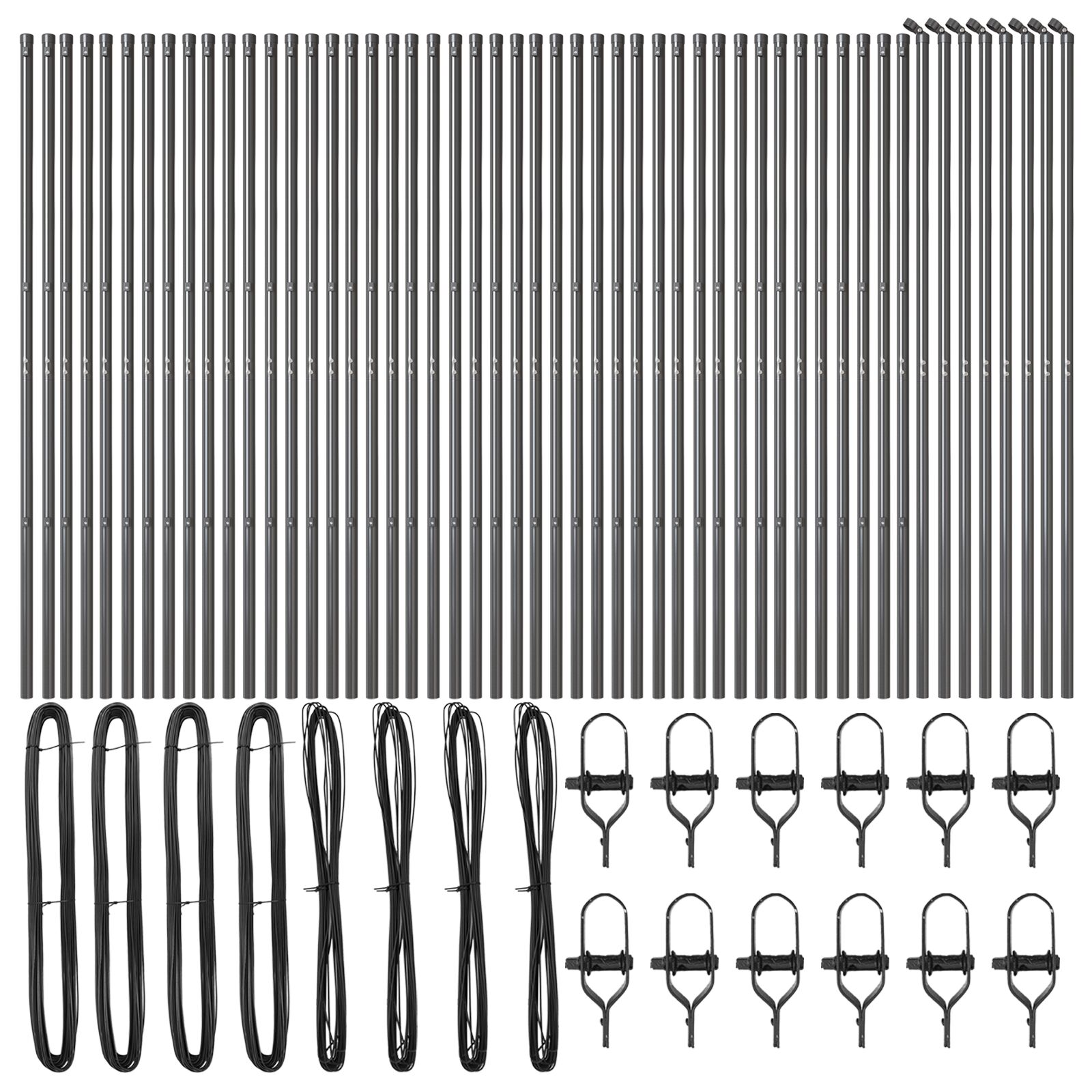 vidaXL Stupovi ograde 52 kom Sivi Ø32 mm 200 cm Galvanizirani čelik