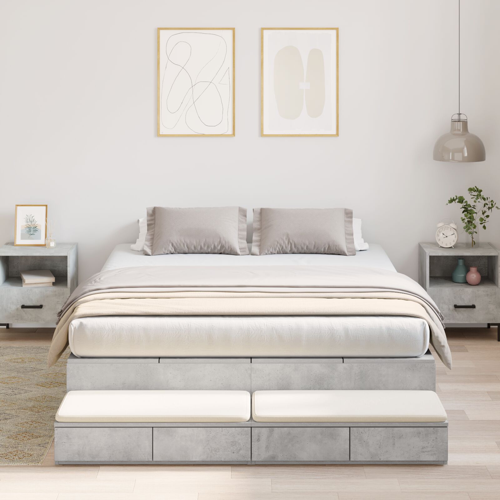 Krevet s prostorom za pohranu betonska siva 150x200 cm