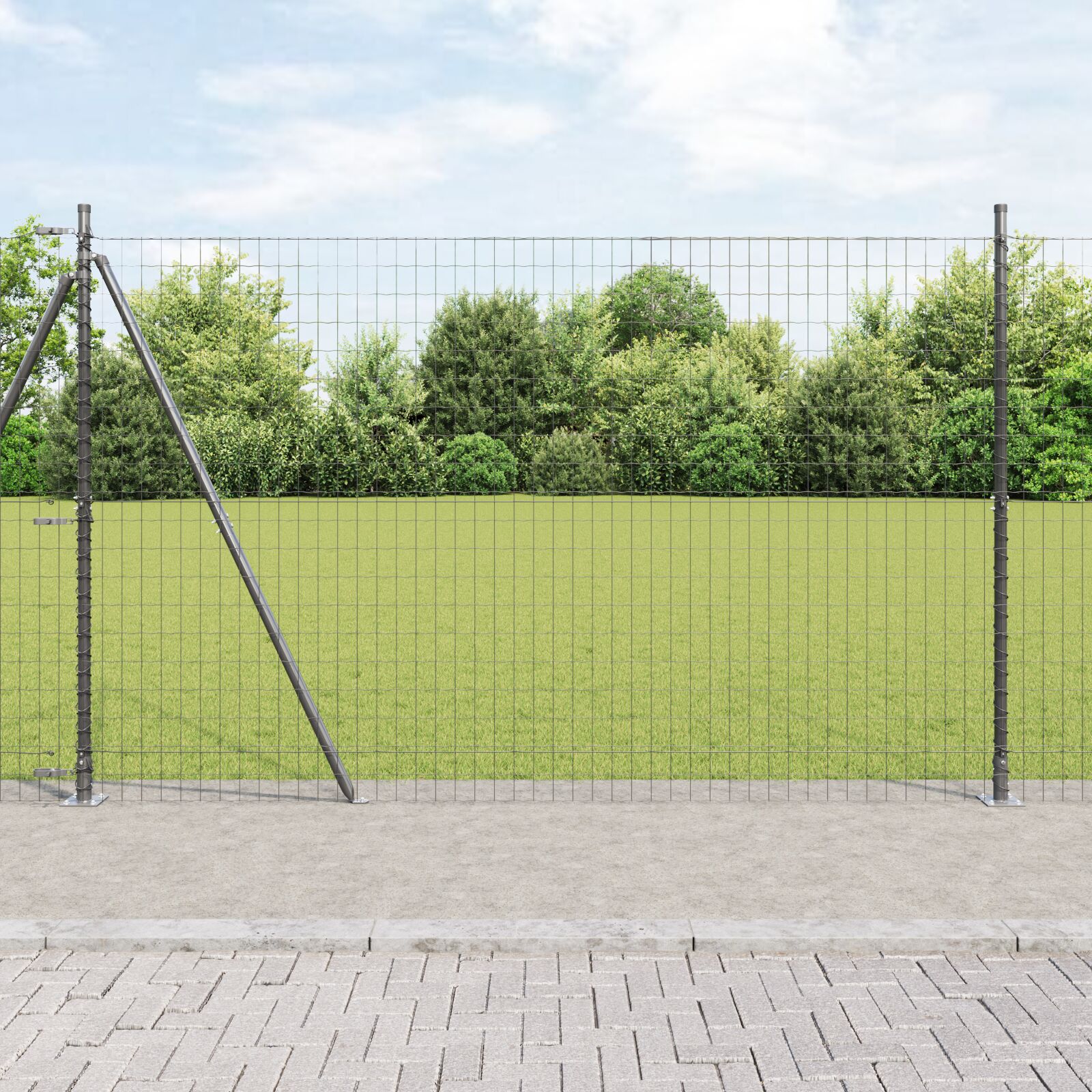 Euro Hegn med 7 Flangerede Stolper 1,4x10 m Galvaniseret Stål