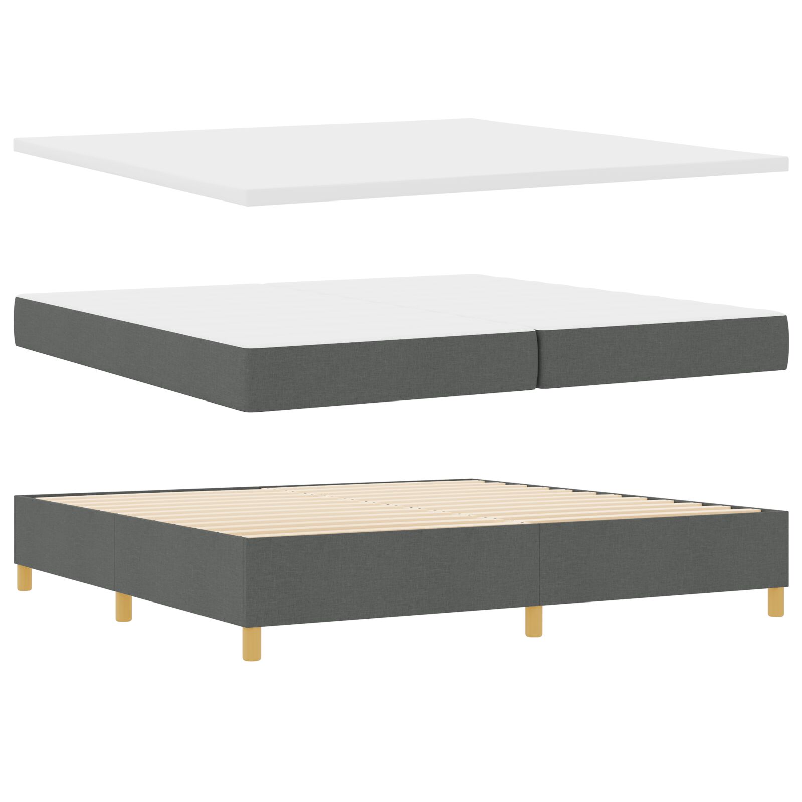 Boxspring Ágy Matrac & Padló Szürke 200x200 cm Szövet 