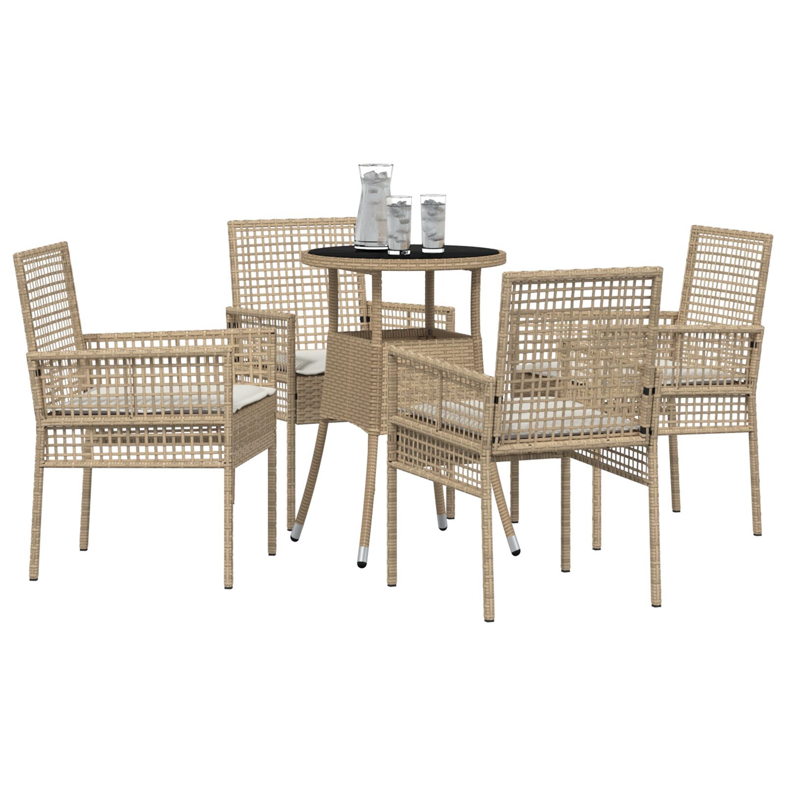 vidaXL 5-delige Tuindining Set Beige Poly Rattan - Afbeelding 3