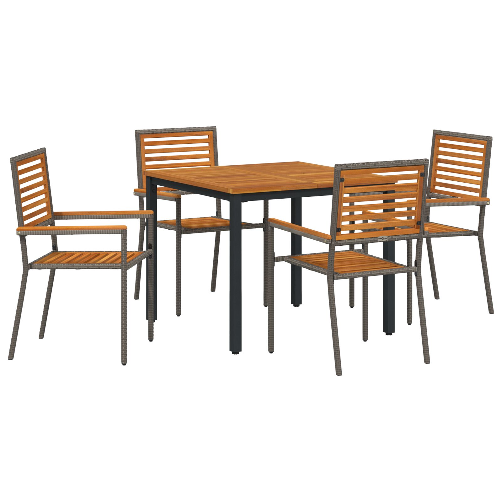 Set za obed u vrtu Set od 3 Sivi Metal i drvo Srednji Sklopivo