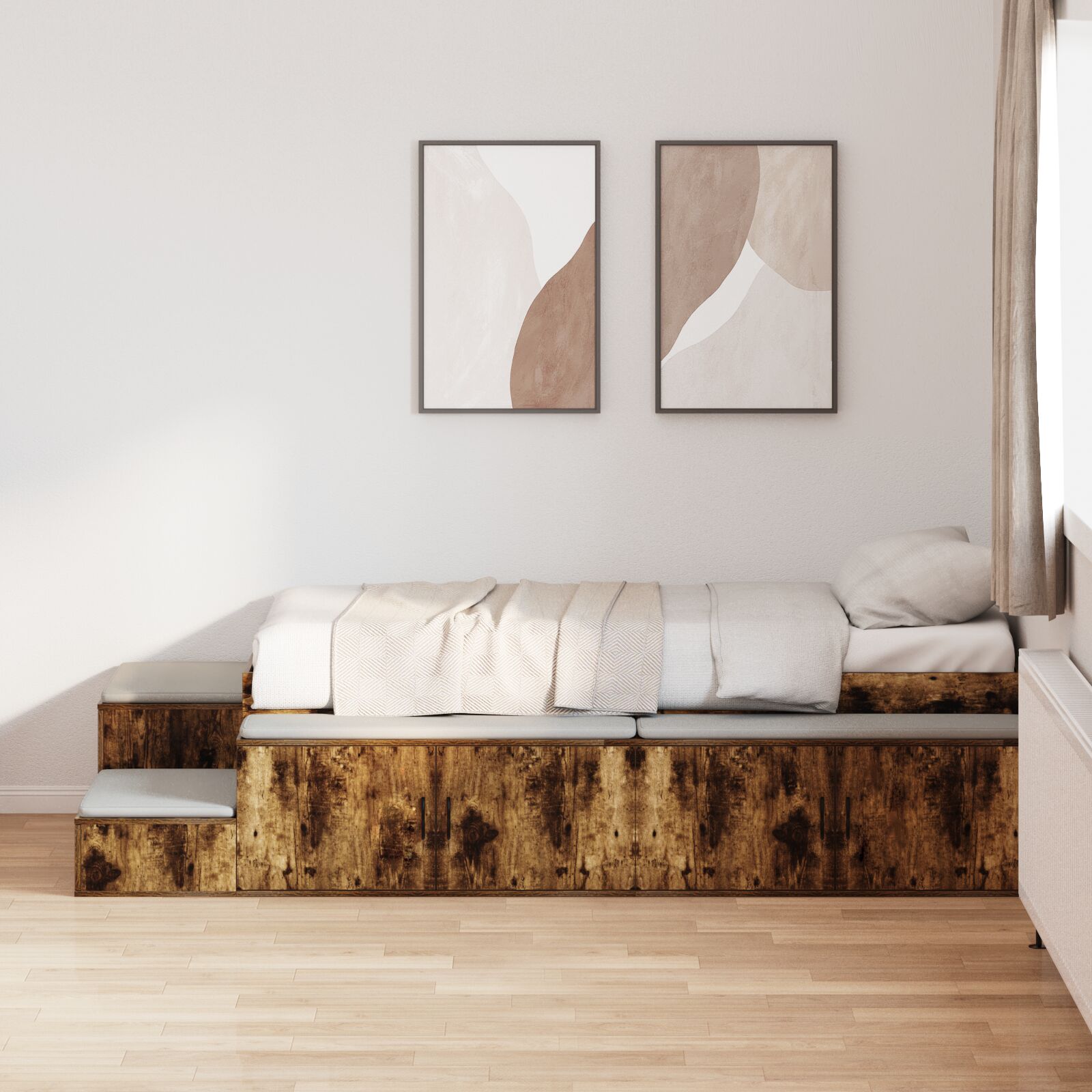Krevet za pohranu Dimljeni hrast Konstruirano drvo 75 x 190 cm