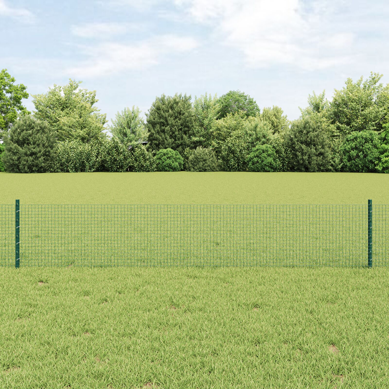 Svejsede Trådgærde med 5 U-poster Grøn 0.4x10 m Stål