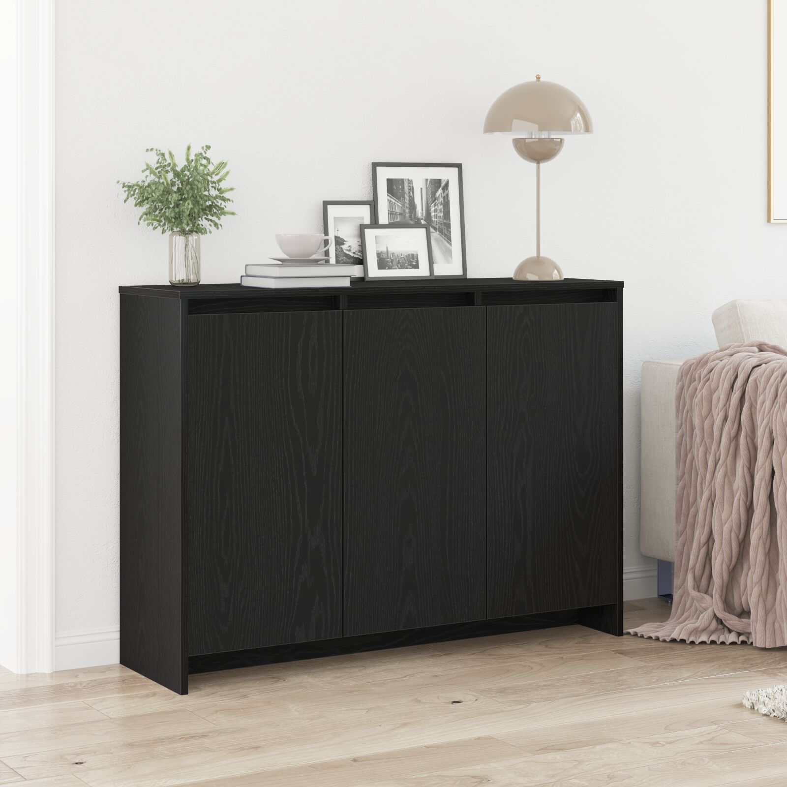 vidaXL Sideboard Schwarze Eiche Spanplatte Mittel Stauraum