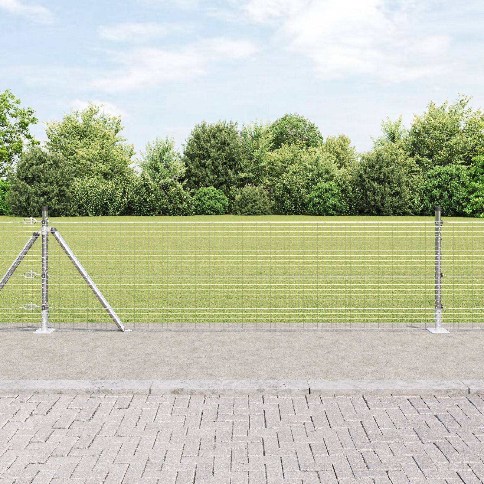 vidaXL Zavarena žičana ograda s 13 flanged stupova 0.4x50 m Pocinčani čelik