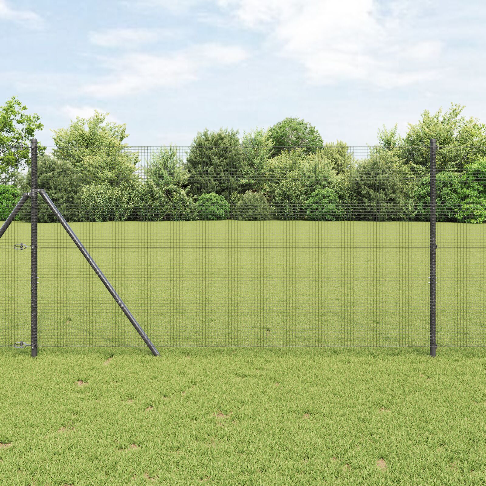 vidaXL zavarena žičana ograda s 13 stubova siva 1.4x25 m čelik