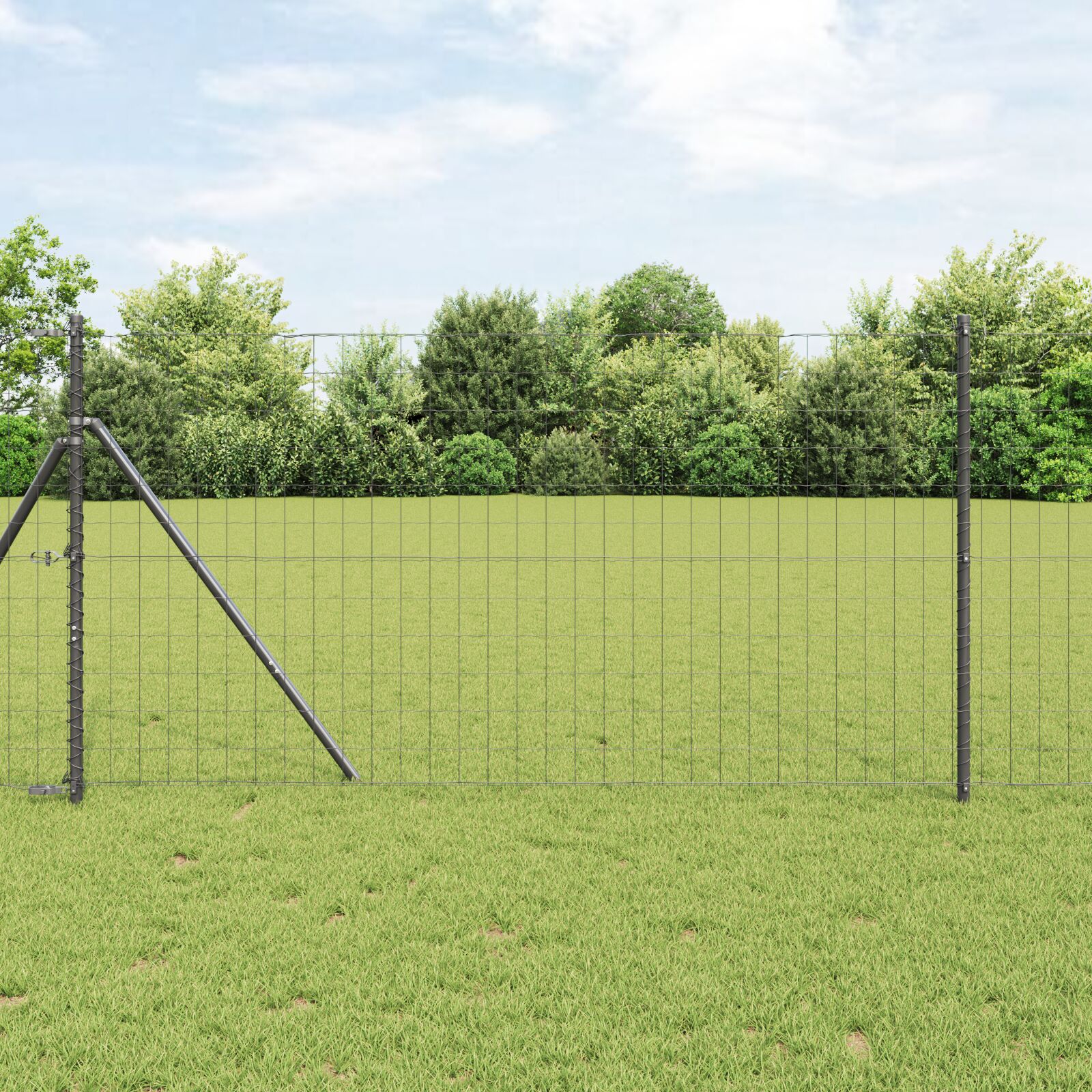 Eurohegn med 13 stolper 1.2x25 m Galvaniseret Stål Grå
