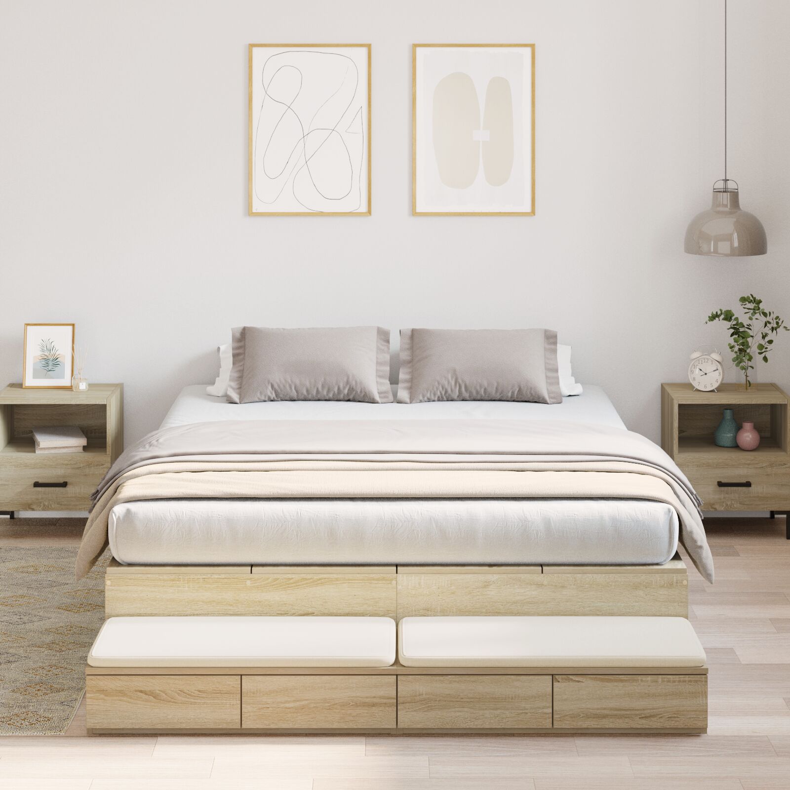 krevet s prostorom za pohranu sivi hrast 140x200 cm