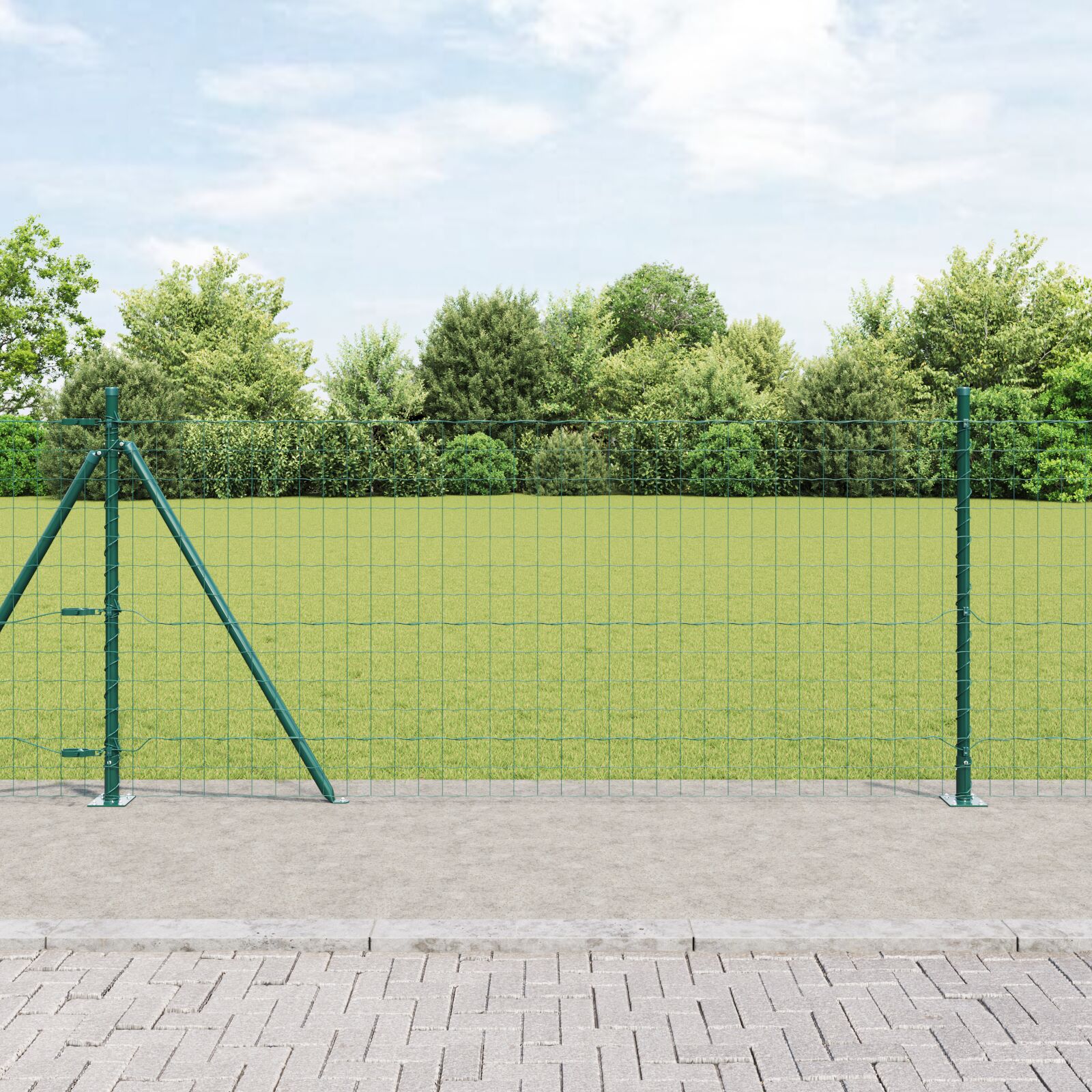 Euro Hegn Sæt af 2 Grøn Metal 25 x 0.8 m Holdbar Euro Hegn
