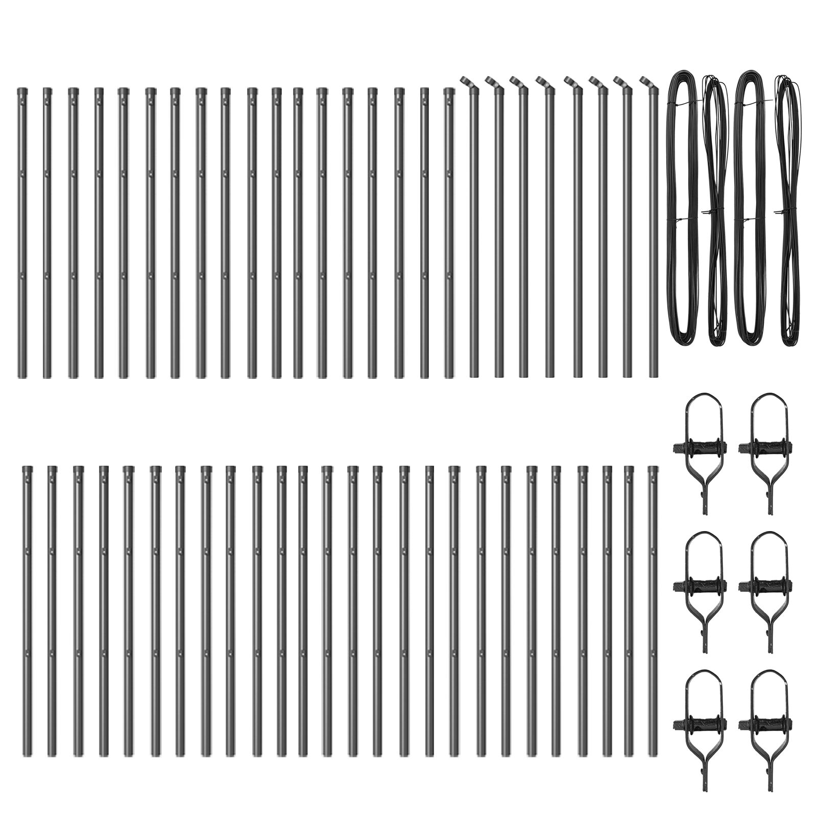 vidaXL Stupovi ograde 52 kom Siva Ø32 mm 120 cm Galvanizirani čelik