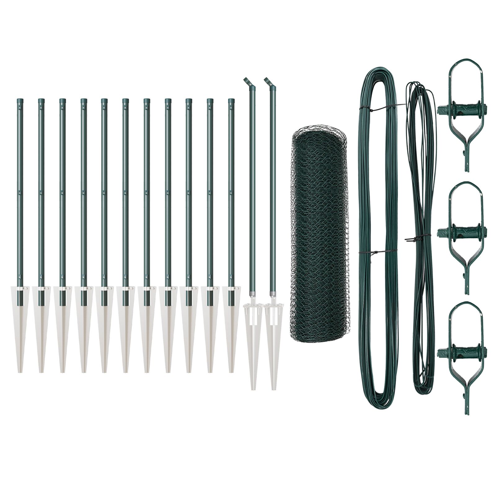 vidaXL Set ograde Set od 2 Šumska zelena Metal, Plastika 25 x 0.5 m