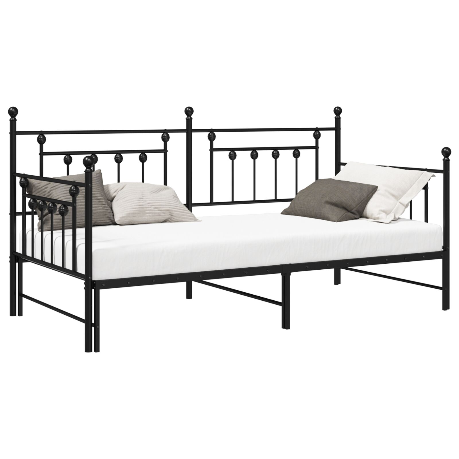 crni okvir za krevet s pomoćnim krevetom 90x200 cm od čelika