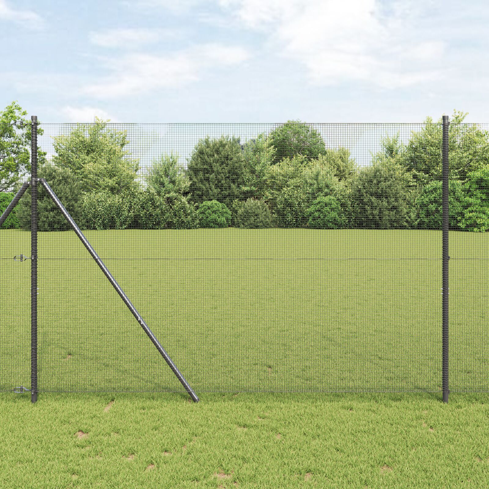 vidaXL zavarena žičana ograda s 13 postova Siva 1.5x50 m Čelik