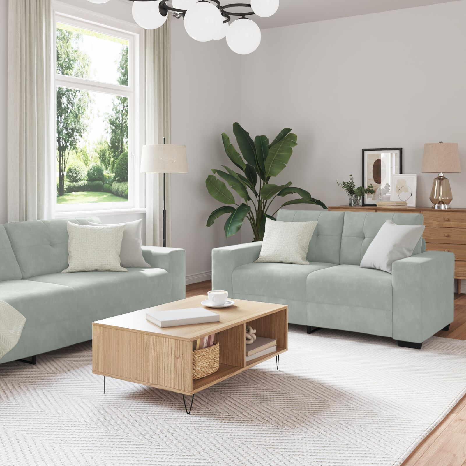 vidaXL Sofa Set Set von 3 Hellgrau