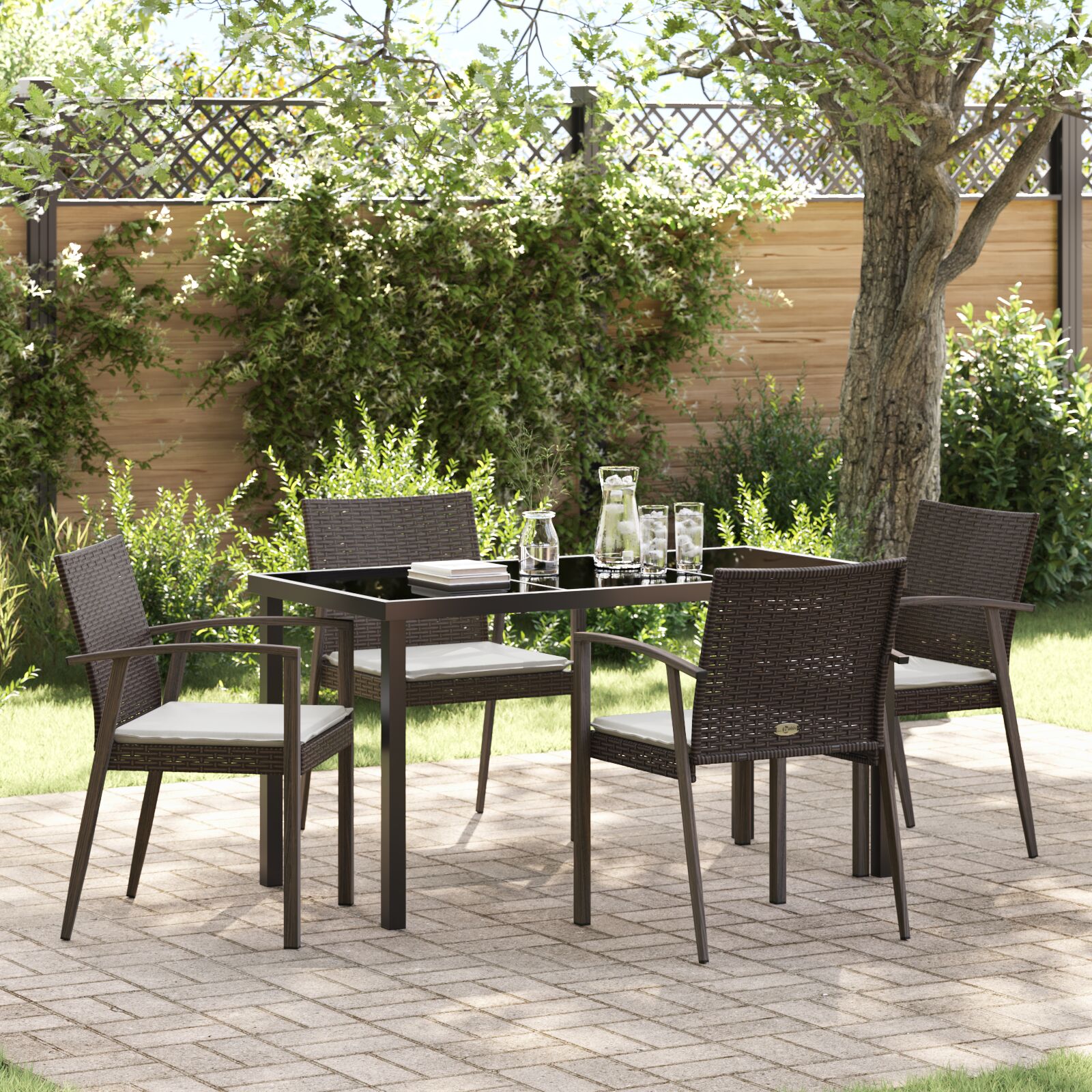 vidaXL Set von 3 Braun Poly Rattan, Stahl 2 Stück Langlebig