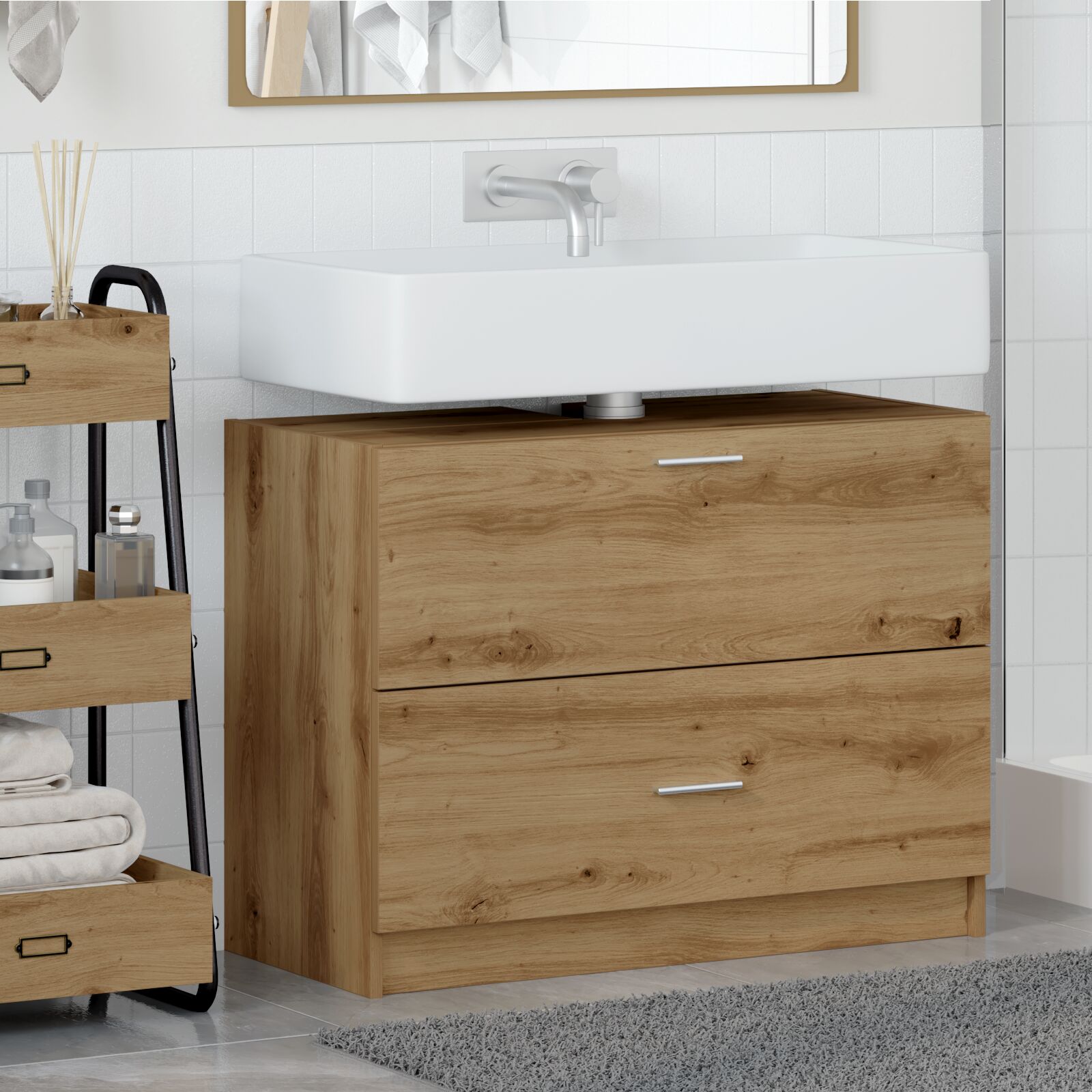 vidaXL Waschbeckenunterschrank Artisan Eiche Spanplatte 78 x 37 x 59 cm
