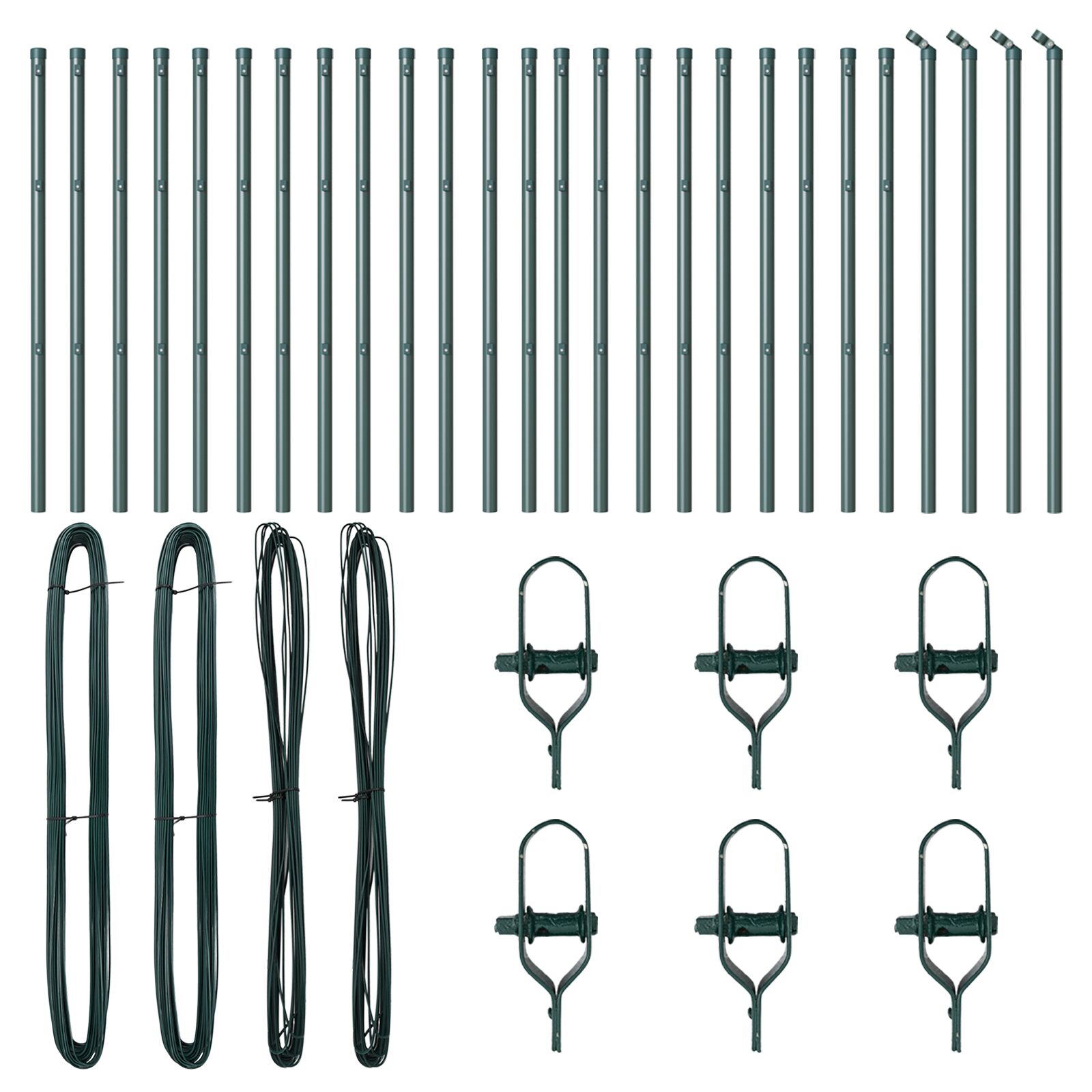 vidaXL Stupovi ograde 26 kom Zeleni Ø32 mm 120 cm Galvanizirani čelik