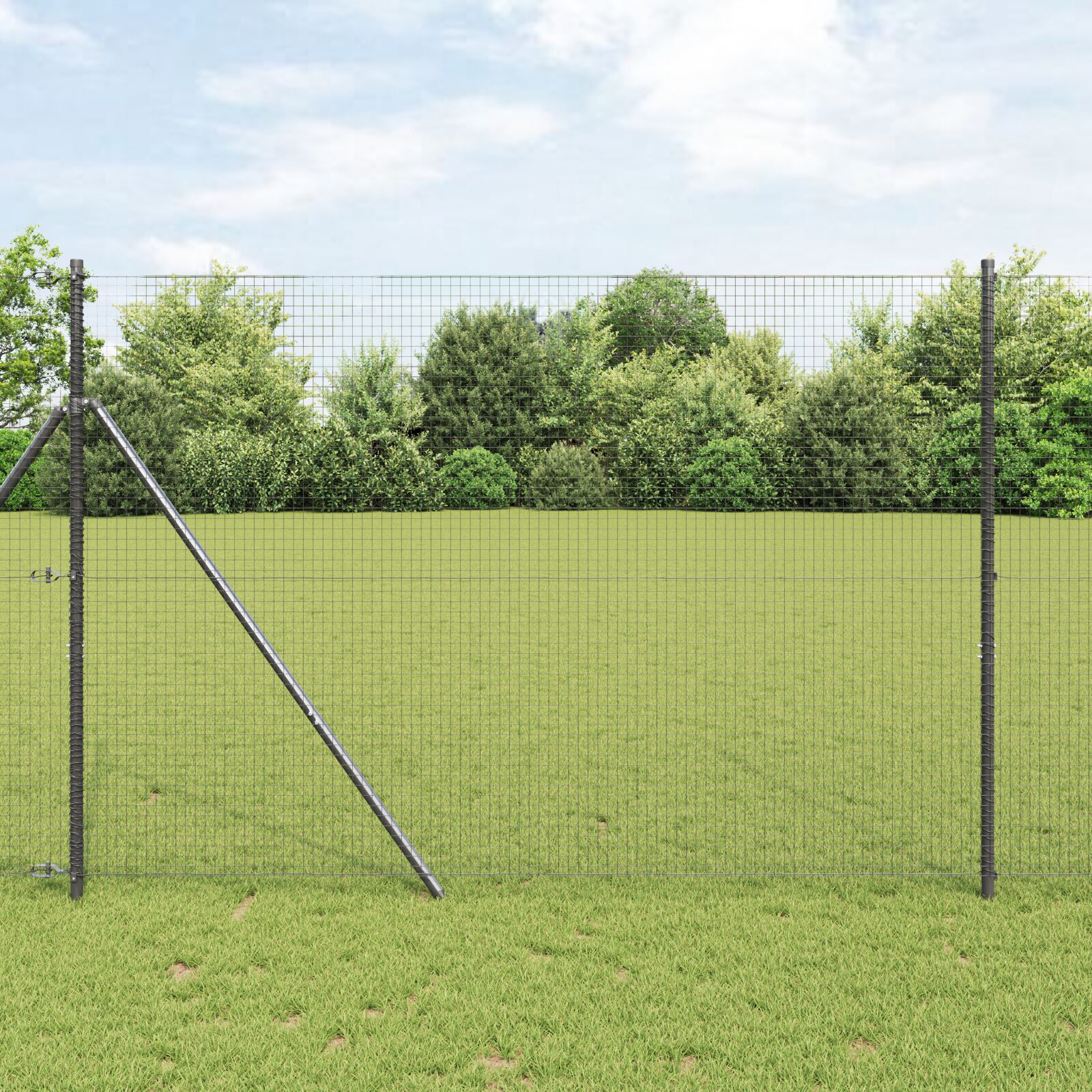 vidaXL zavarena žičana ograda s 7 postova siva 1.4x50 m čelik