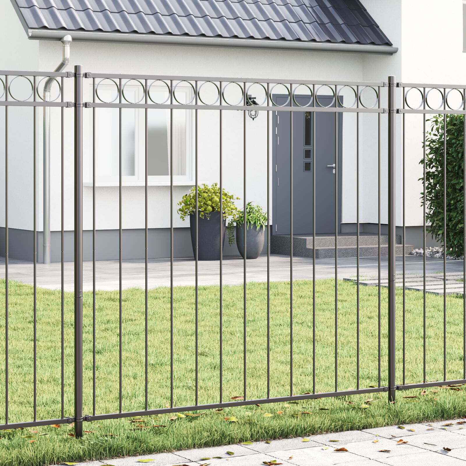 vidaXL Gartenzaun Grau 1,7x1,2 m aus Stahl