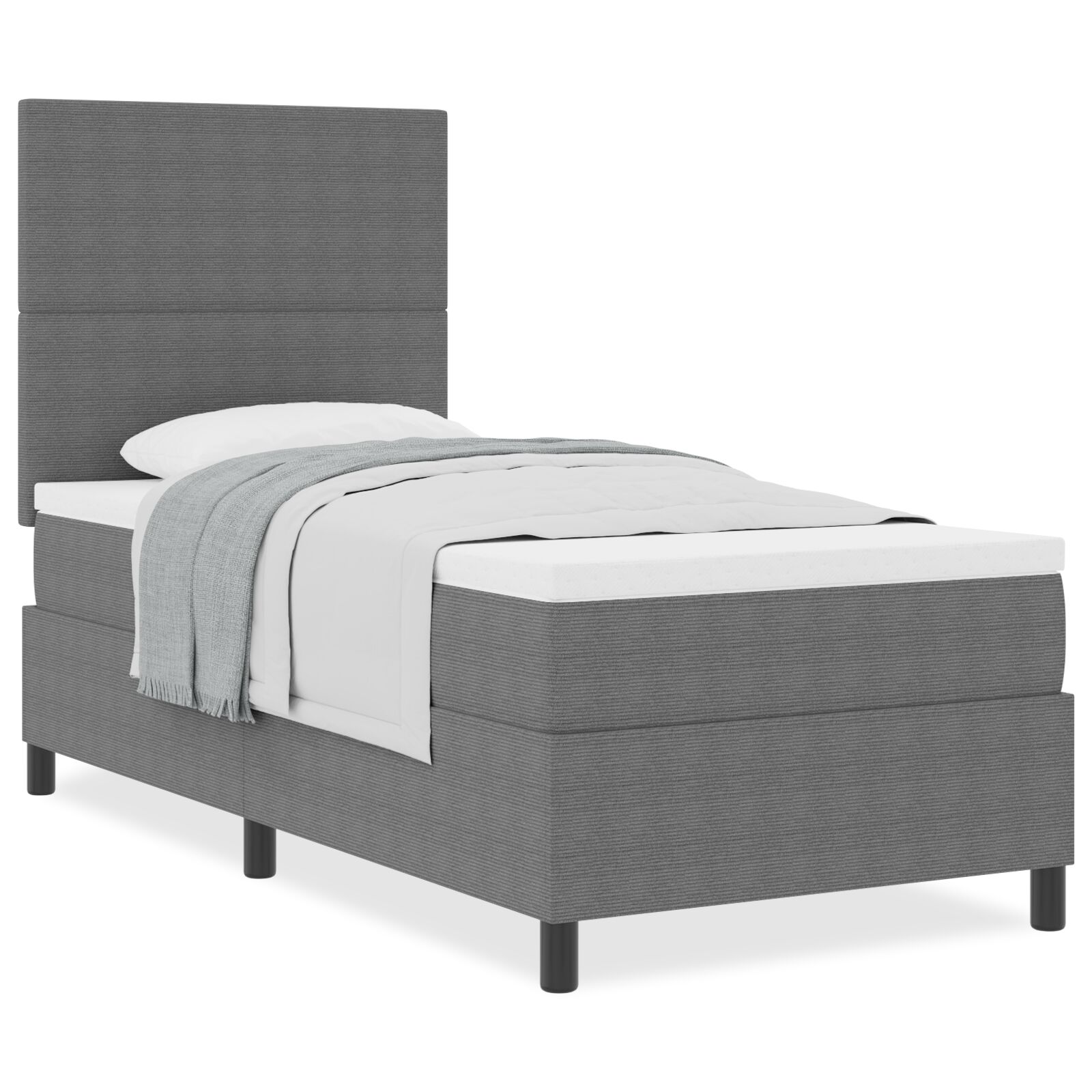 krevet s box springom s madracem svijetlosivi 80x200 cm kordura tkanina - Slika 4