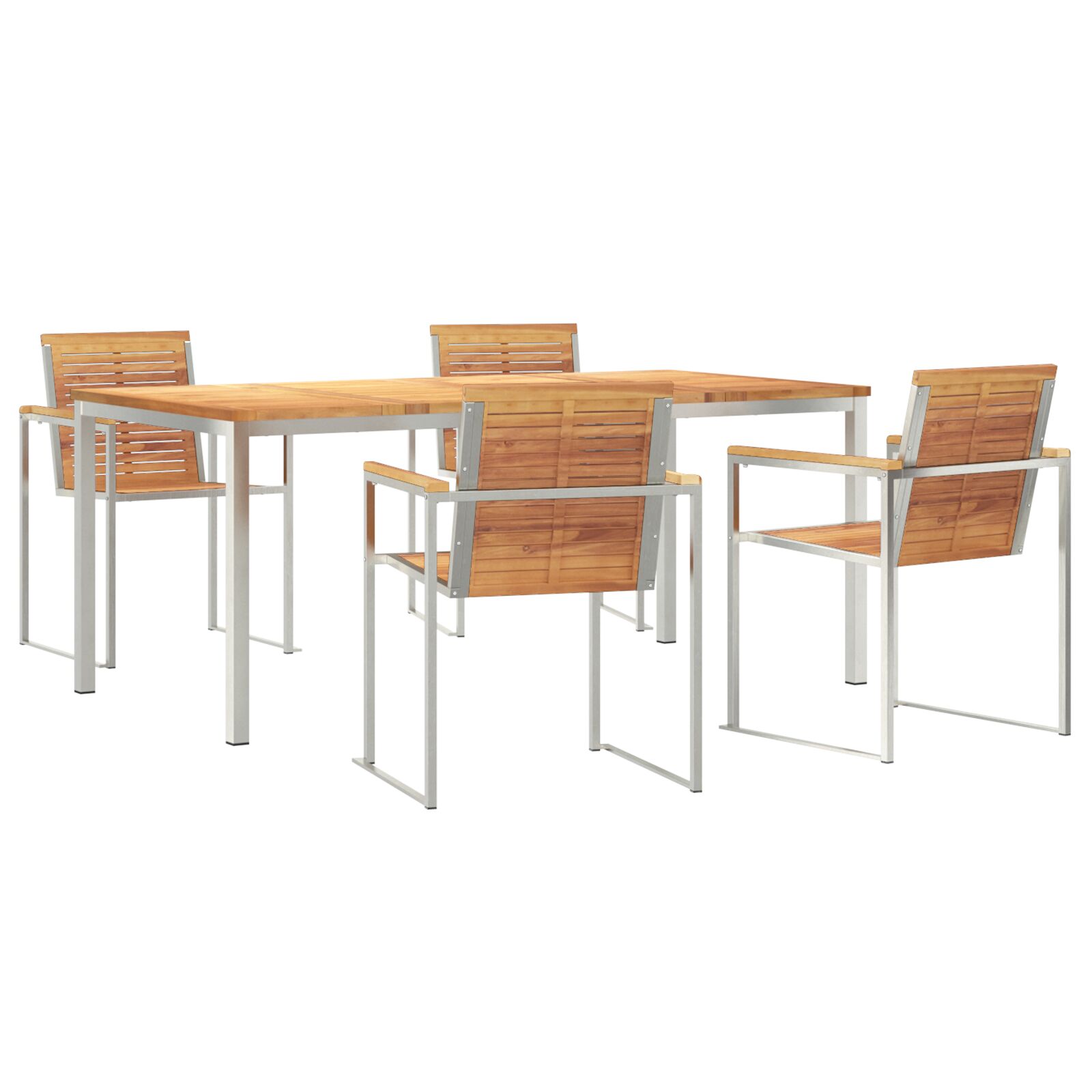 5 Deles Have Spisesæt i Solid Teak, vidaXL Udendørs Spisebord 180x90x75 cm Solid Teak
