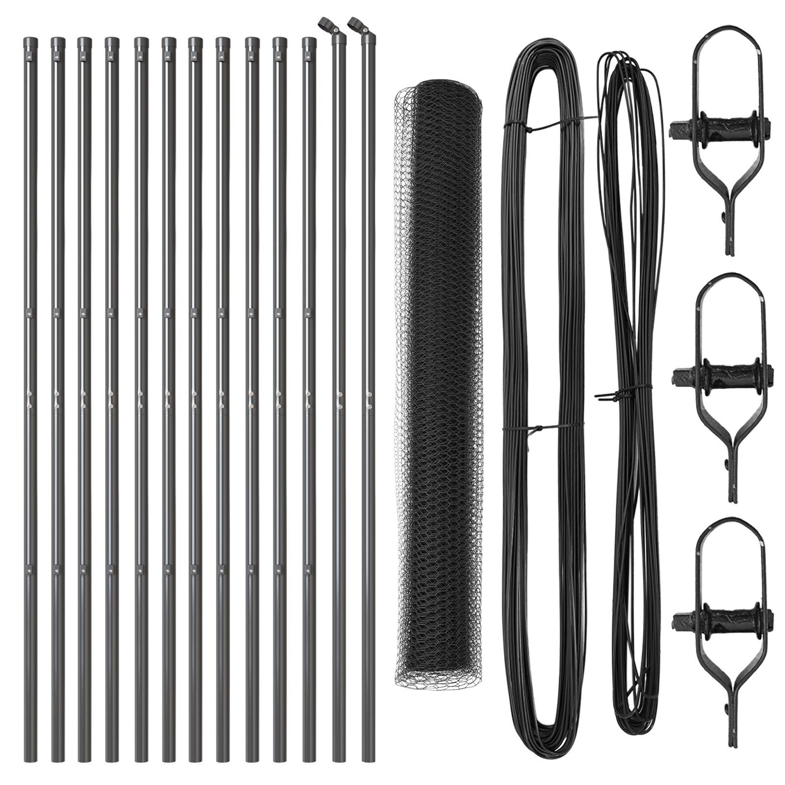 vidaXL Heksagonalna ograda Siva 1.4x25 m Čelik, vidaXL Ograde postovi 13 kom Siva Ø32 mm 190 cm Galvanizirani čelik