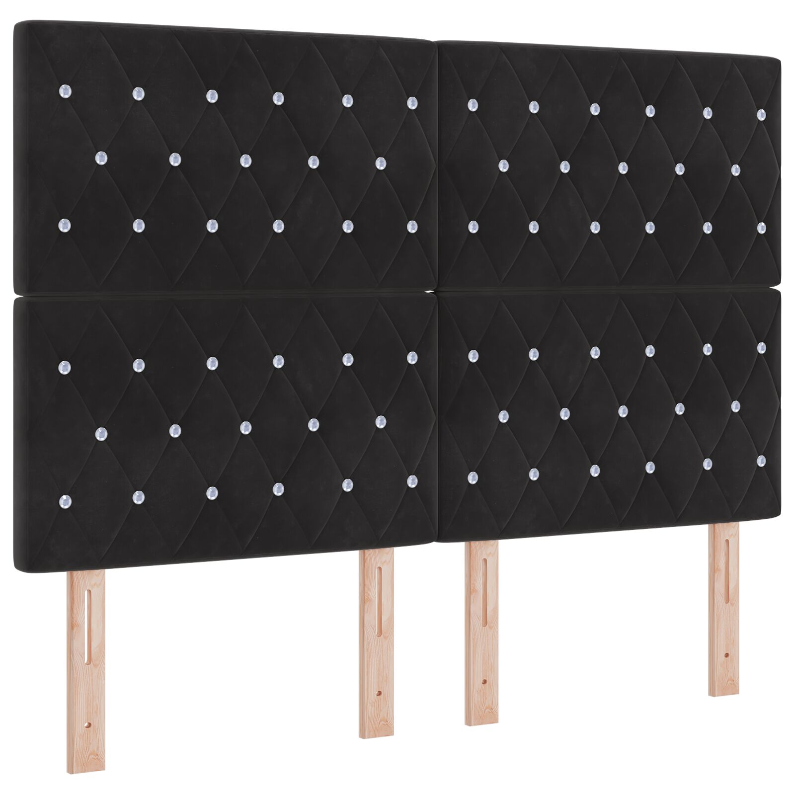 sengegavl krystalknap tufted sort 140 cm fløjl