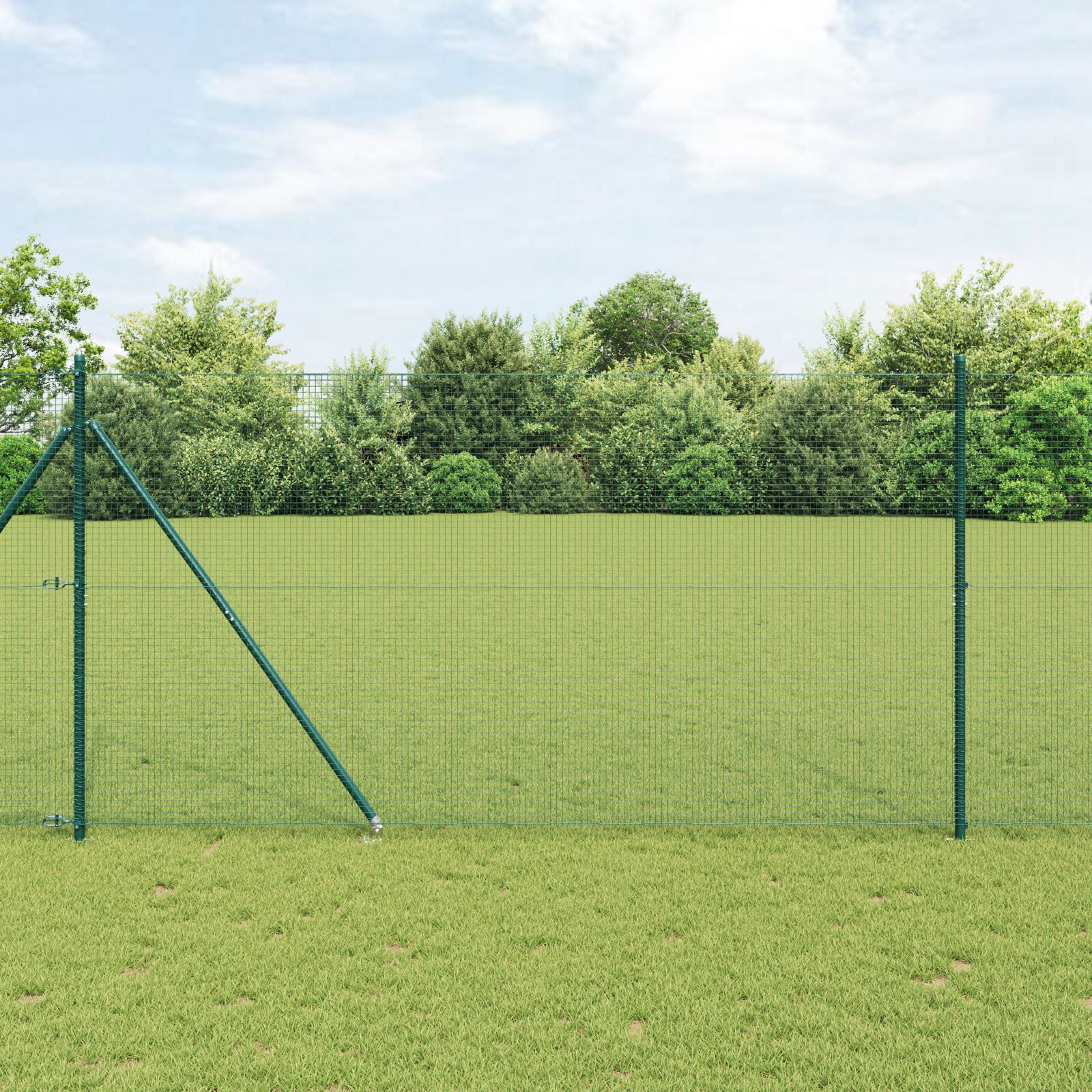vidaXL Zavarena Žičana Ograda s 13 Igli Stupova Zeleno 1.4x50 m Čelik