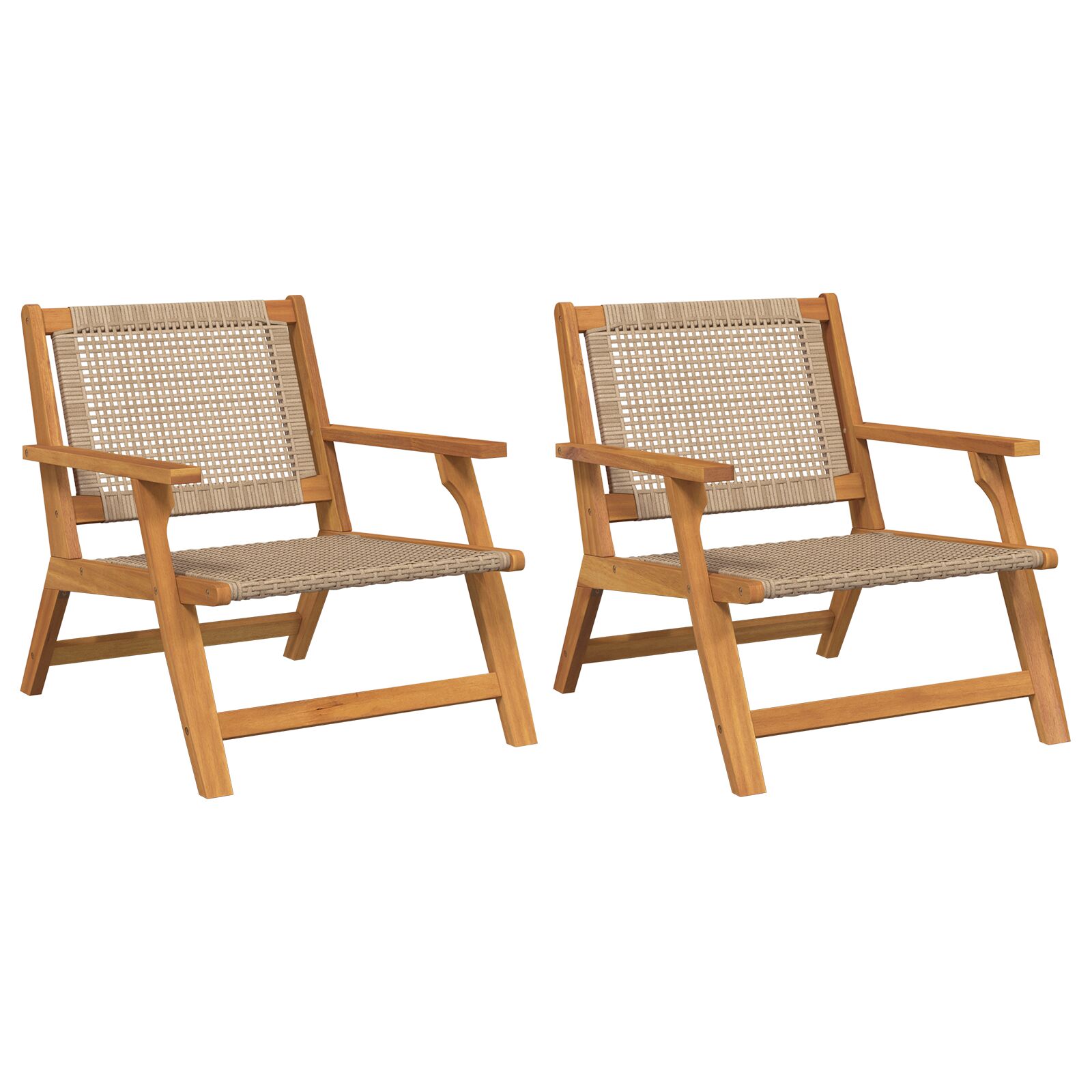 vidaXL Tuinmeubels 2 stuks Beige 76x67x73.5 cm Massief Acaciahout - Afbeelding 2