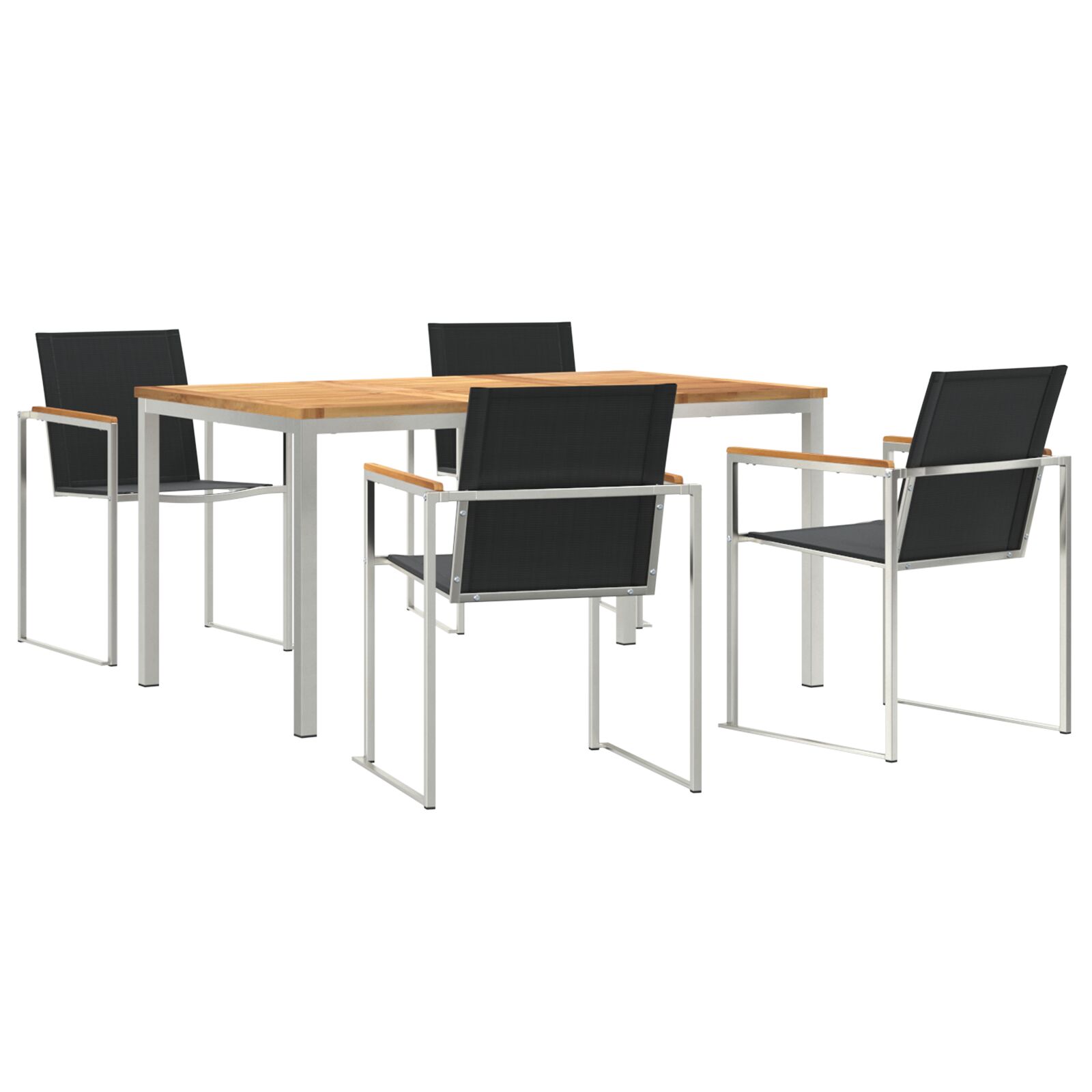 5 Delt Have Spisebord Sæt Massiv Træ Teak, vidaXL Udemøbel Bord 150x90x75 cm Massiv Træ Teak