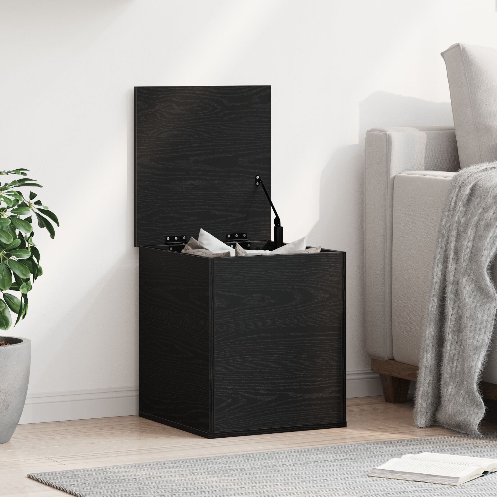 vidaXL Aufbewahrungsbox Schwarz Eiche 40x42x46 cm aus Holzwerkstoff