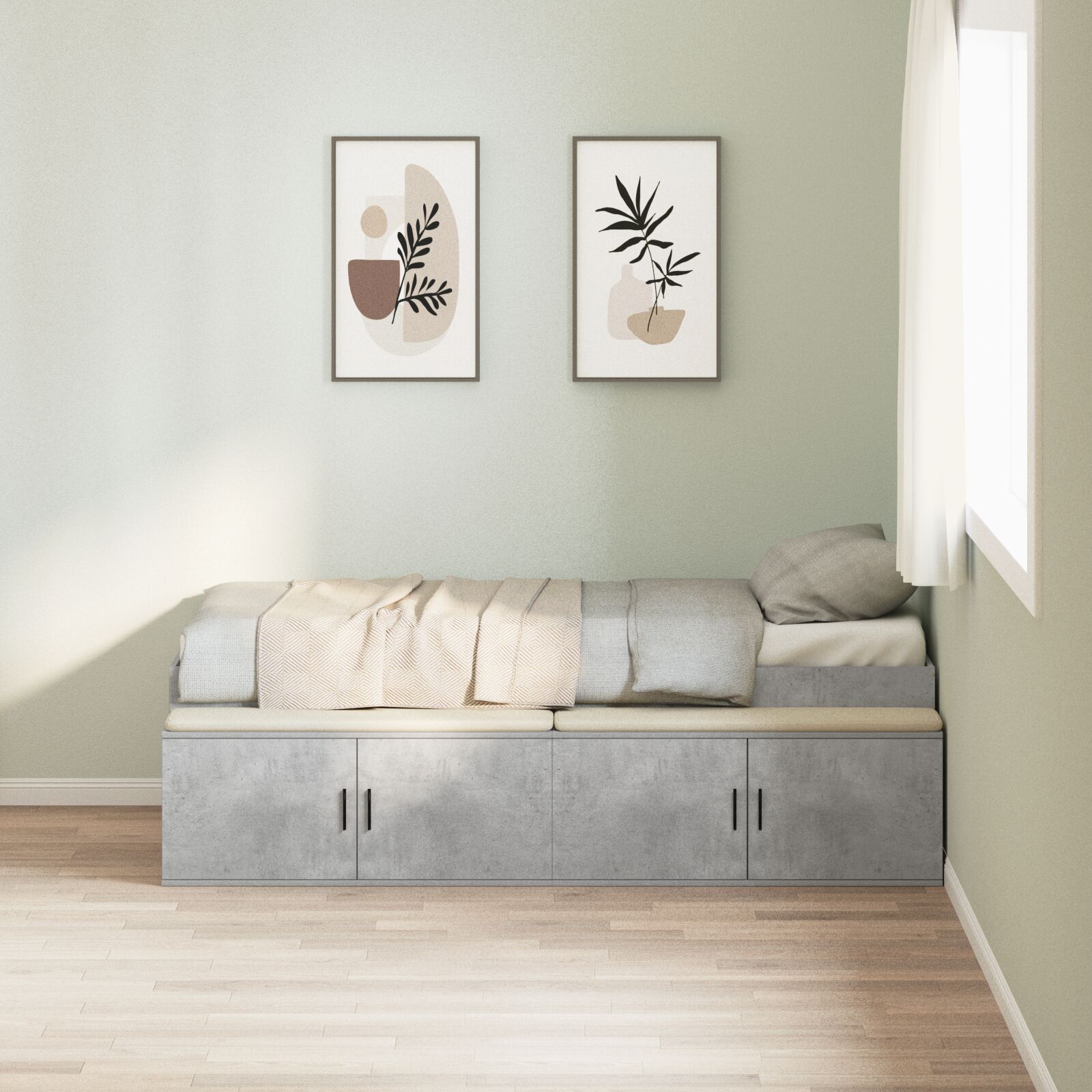 Ladustamise Voodi Raam Betoonhall 90x200 cm